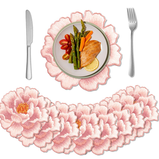 24 Disposable Floral Paper Placemats - Rose Flower Design for Tea Party Dining Table Decoration, Summer Wedding Receptions, Bridal Showers, Baby Showers, Birthday Celebrations, Garden Brunch Parties