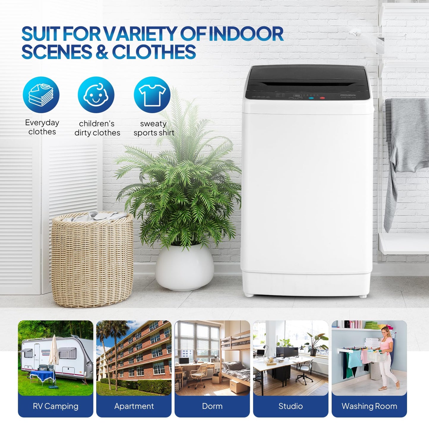 Bonnlo 30LBS Fully Automatic Washer, 2 in 1 Portable Washing Machine, Top Load Washer and Spin Dryer Combo with Drain Pump, 8 Washing Programs & 8 Water Level for Home, Apartment