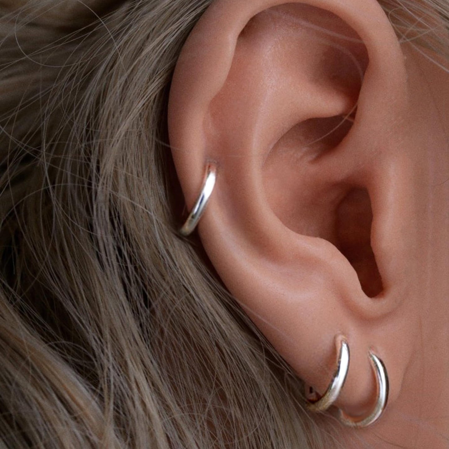 12mm Huggie Hoop Earrings Set for Women Men Trendy - Silver Plated Stack Cartilage Earring Multiple Piercing Lightweight Mini Thin Cute Dainty Clip On Jewelry Gifts for Women