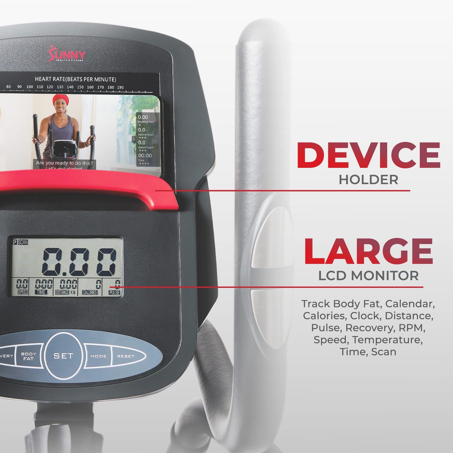 Sunny Health & Fitness Elite Smart Elliptical Cross Trainer with 12-Level Resistance, Extended Stride Length & Exclusive SunnyFit® App Enhanced Bluetooth Connectivity - SF-E320048