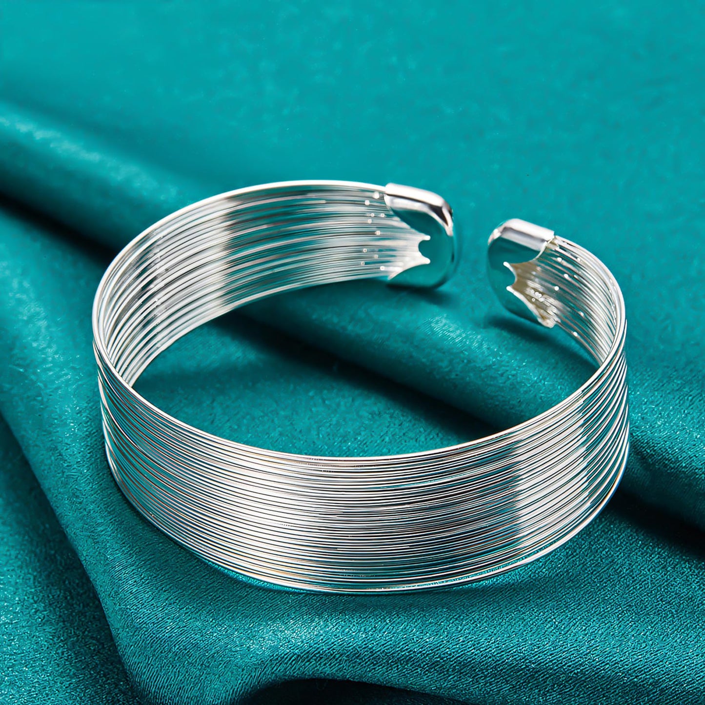 Handmade 925 Sterling Silver Bangle Bracelet For Women Wide Band Metal Wire Bangle Bracelets Chunky Cuff Bangles Simple Silver Cuff Bangles Open Adjustable Bangles For Women Fashion Jewelry Gifts