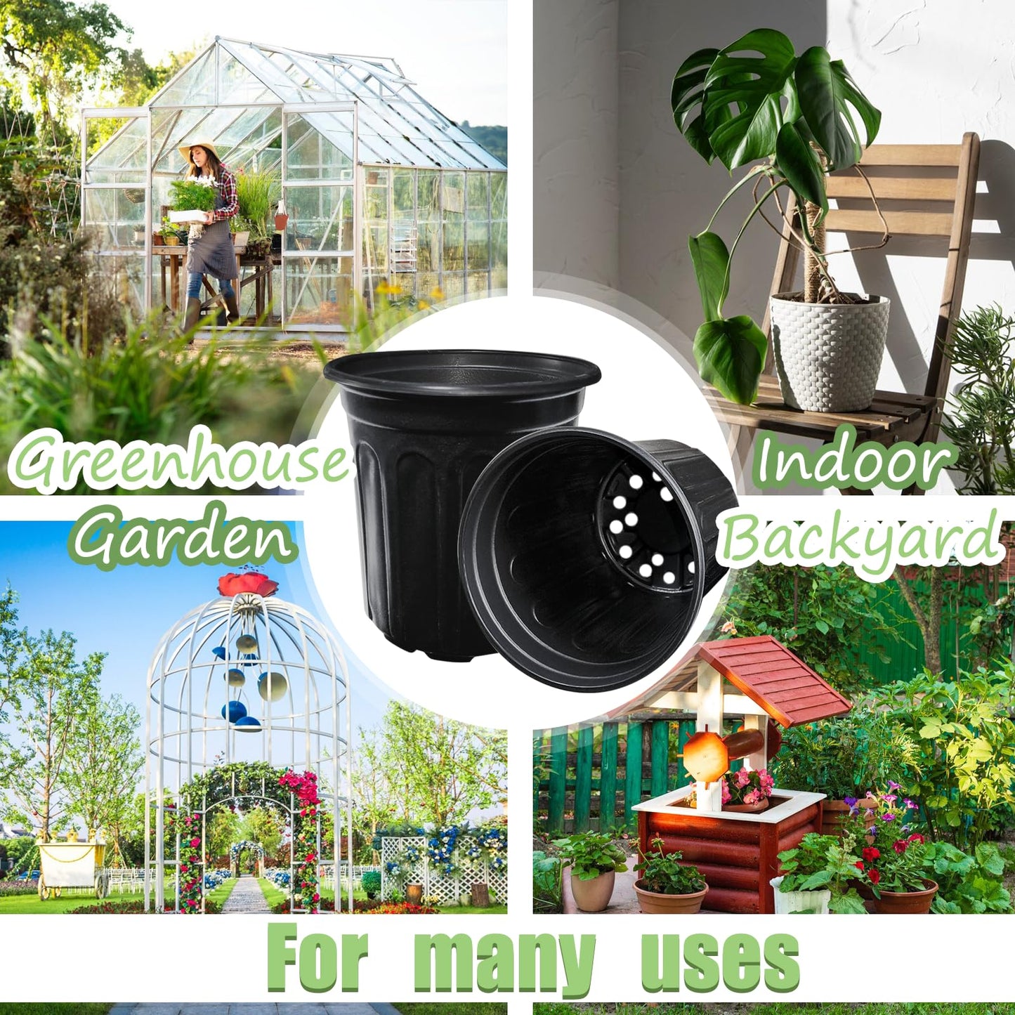Jgalnim 60 Pack 1 Gallon Nursery Plant Pots,Thickened Flexible Plastic Seedling Pot with Holes,Flower Plant Container for Succulents,Cuttings,Transplanting,Home Garden(Black)