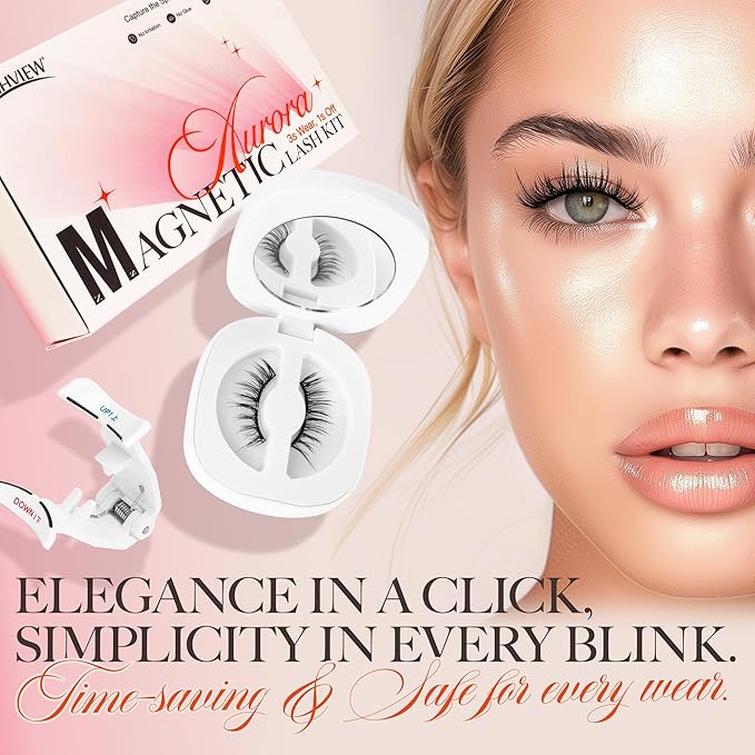 LASHVIEW Upgrade Magnetic Eyelashes with Applicator Soft Magnetic Eyelashes Natural Look Reusable No Glue Needed Easy to Wear and Remove (RCM02)