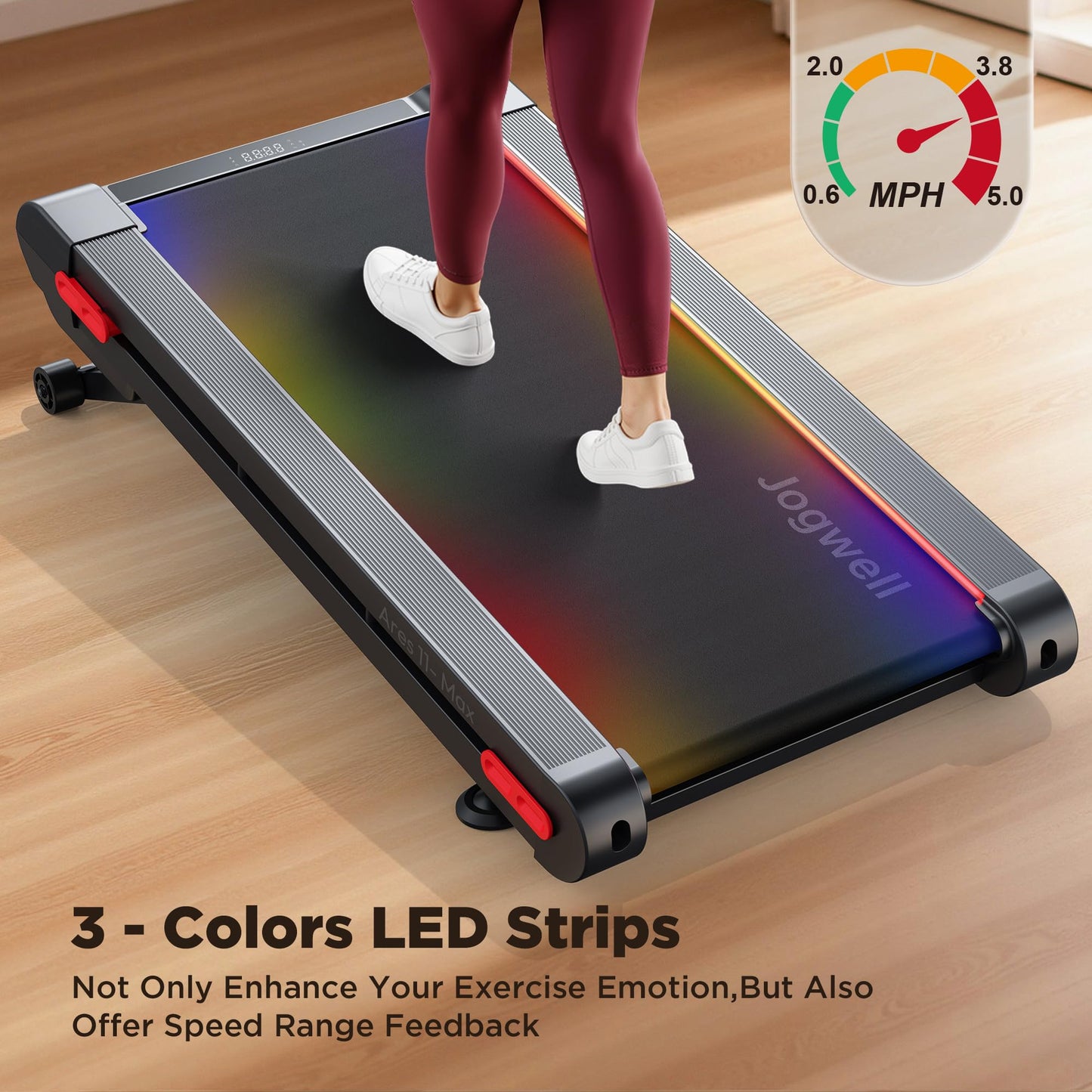 Jogwell Walking Pad Treadmill with 20%/15%/12% Auto Incline, Max 400/350lbs Capacity Treadmills for Home Office Under 35dB, Spacious Running Area, Vertical Storage, 3/3.5HP Brushless, APPJW11