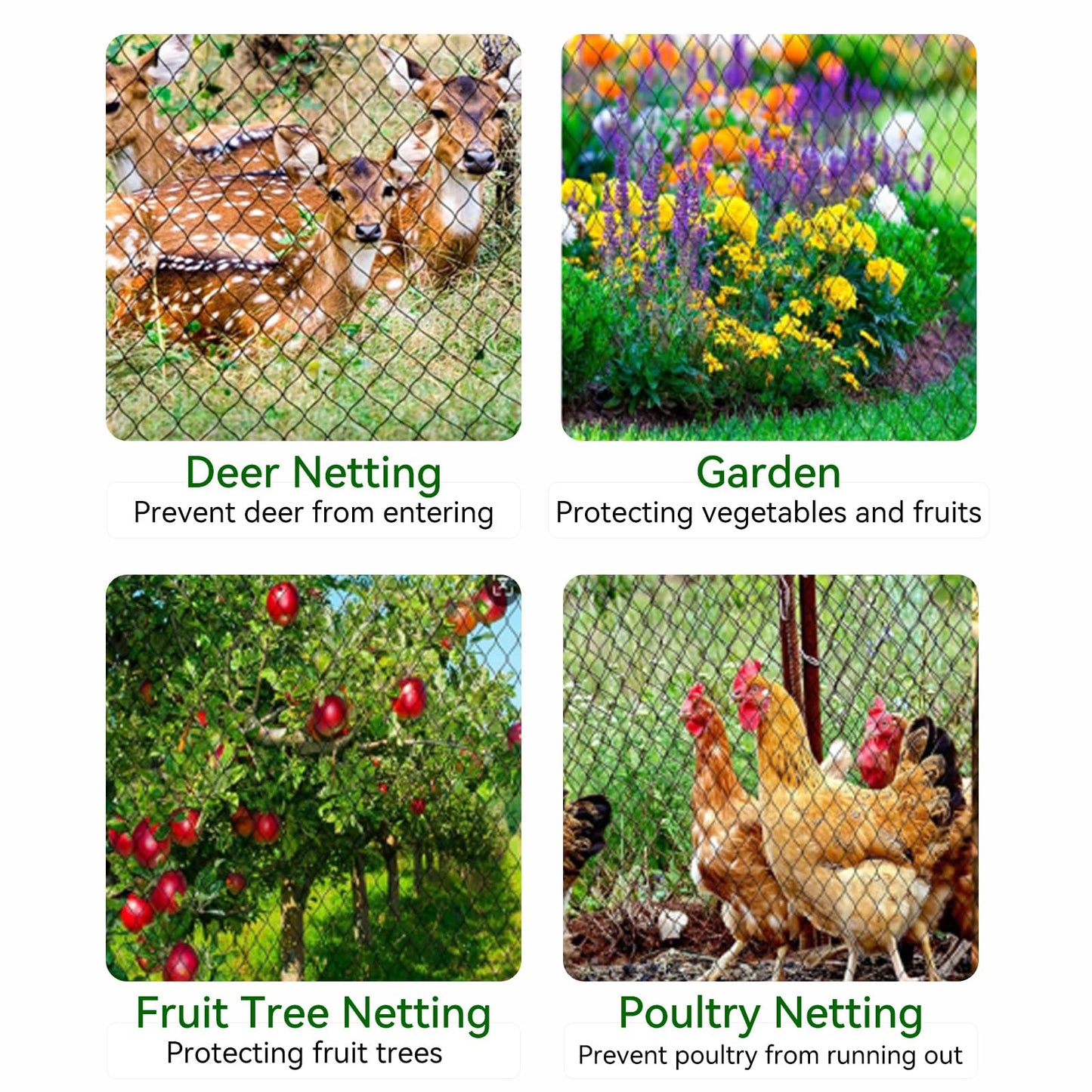XiHaKey Deer Fence Netting 7.5x65Ft, Heavy Duty 1/2" Mesh Deer & Animal Barrier for Garden, Fruit Trees, Plants Protection - UV Resistant, Reusable with Zip Ties