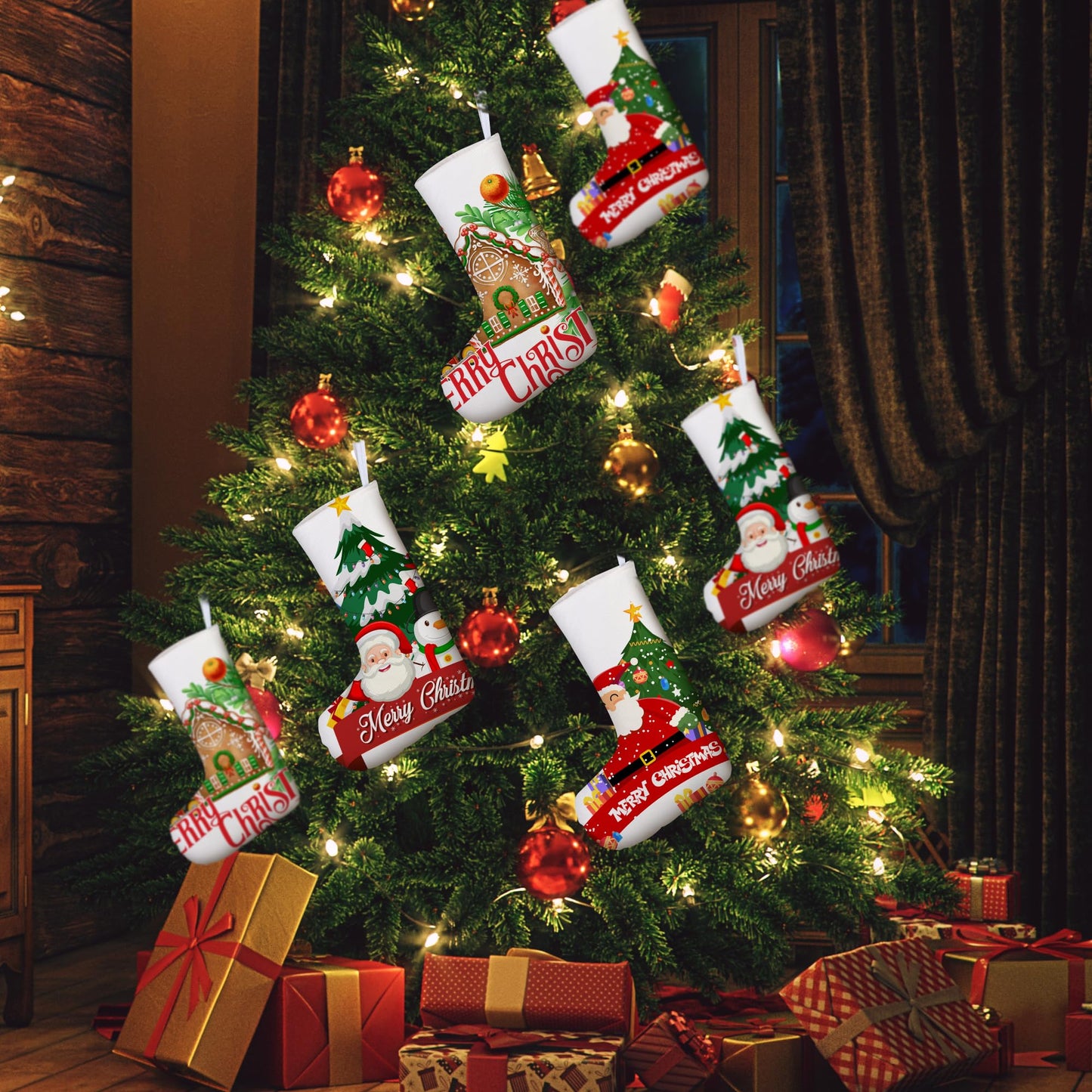 Aodaer 12 Pieces Plain Christmas Sublimation Burlap Stockings Hanging Stockings for Tree Fireplace DIY Heat Transfer Printing Christmas Home Decoration, 15.7 x 11.8 x 7.1 Inches