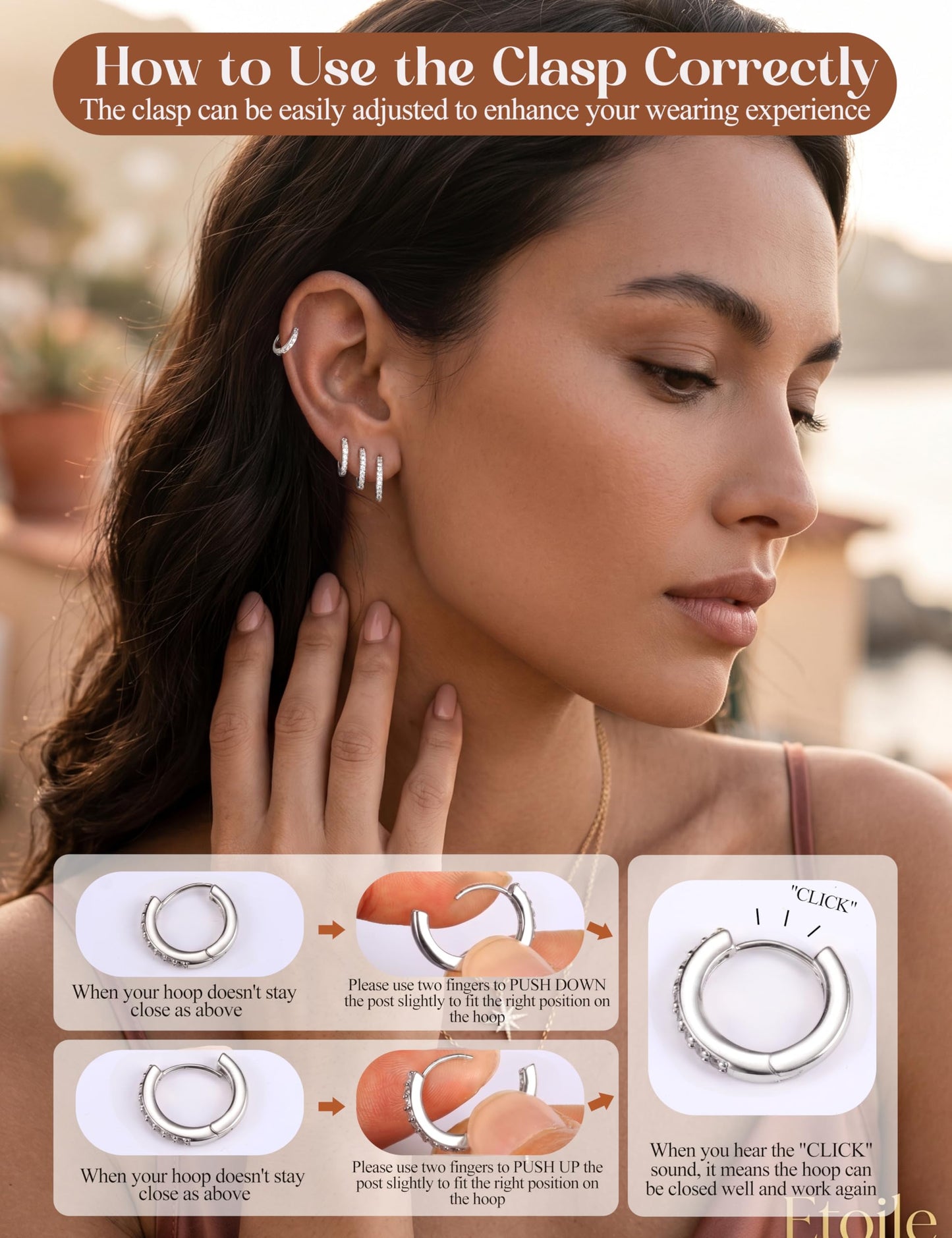 MILACOLATO 925 Sterling Silver Earrings for Women, Sterling Silver Filled Small Huggie Hoop Earrings Sets for Multiple Piercing Hypoallergenic Jewelry, CZ Cartilage Earrings Stacks Trendy Jewelry Gifts, 4 Pairs