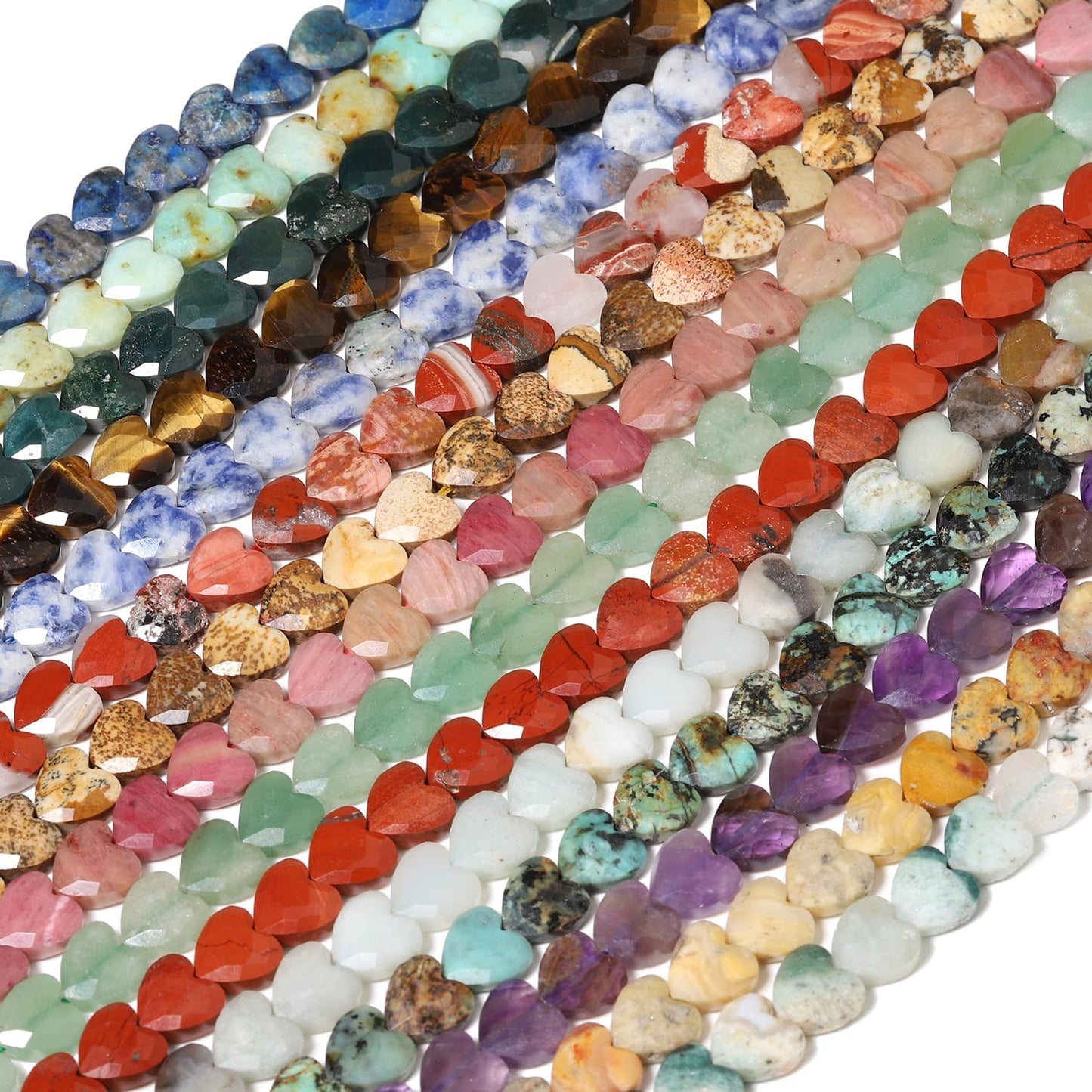 Nitopupu 22pcs Faceted Heart Stone Beads Natural Amethyst Bead 8mm Crystals and Healing Stones for Jewelry Making Supplies,Friendship Bracelet Kit,Love Gifts