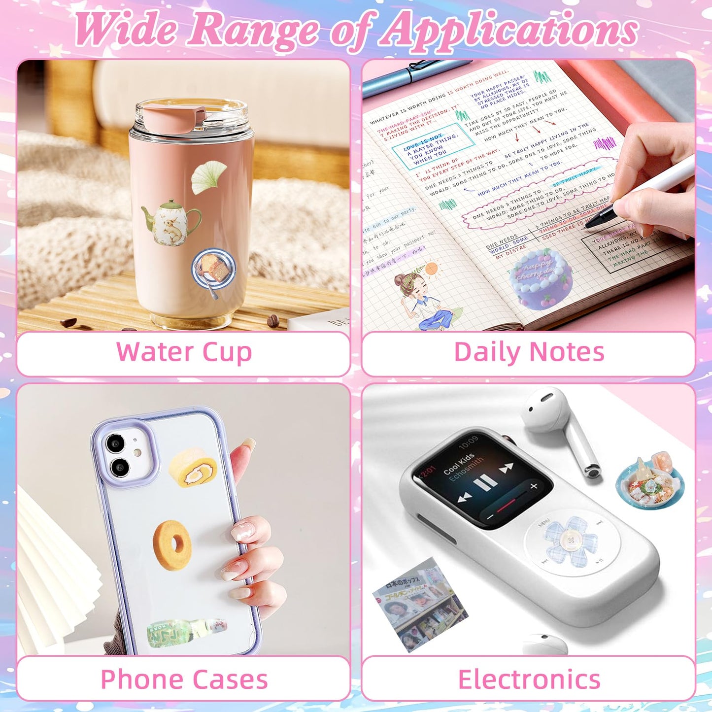 800Pcs Cute Scrapbook Stickers Travel Y2k Japanese Sticker Book for Adult Kawaii Korean Stickers for Journaling Heisei Retro Aesthetic Sticker Manga Style Decor for DIY Craft Junk Journal Gifts Memory