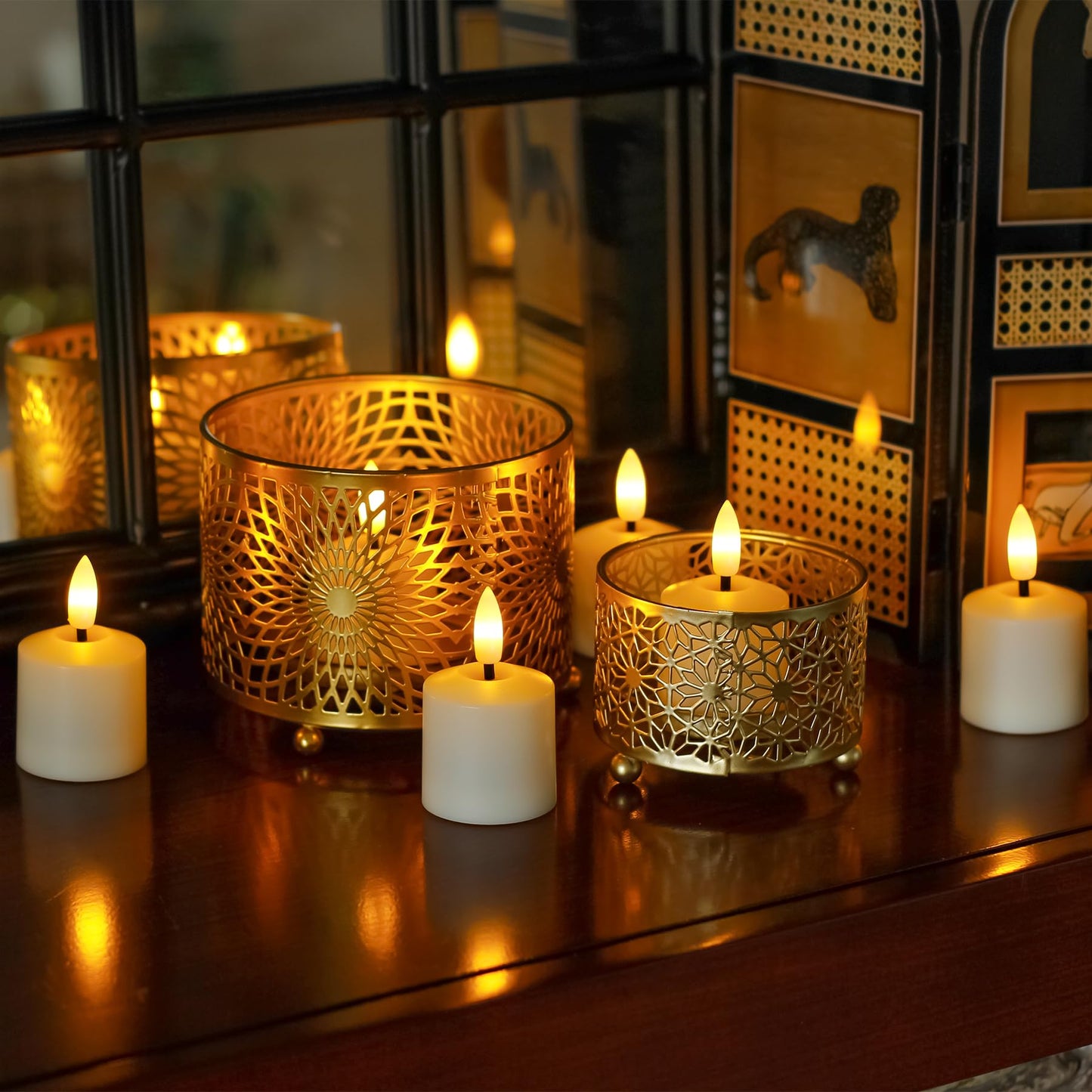 Mavandes Small Flickering Tea Light Flameless Candles with Battery and Remote,1.5" x2.5"" Ivory LED 2/4/6/8H Timer Votive Battery Operated Pillar Plastic Long Lasting 6pcs Tealight Candles"