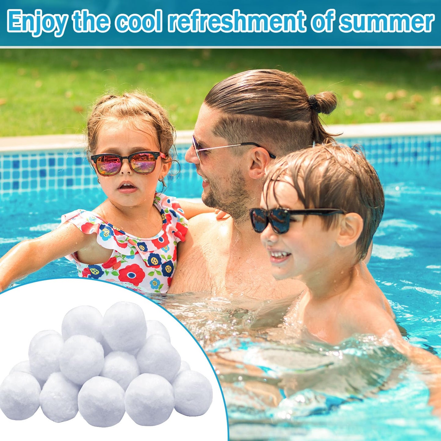 ZeeDix 3.2 lbs Pool Filter Balls for Sand Filter Pump, New Upgrade Efficient Swimming Pool Filter Sand Alternative(Equals 100 lbs Pool Filter Sand), Reusable Eco-Friendly Fiber Filter Media Balls