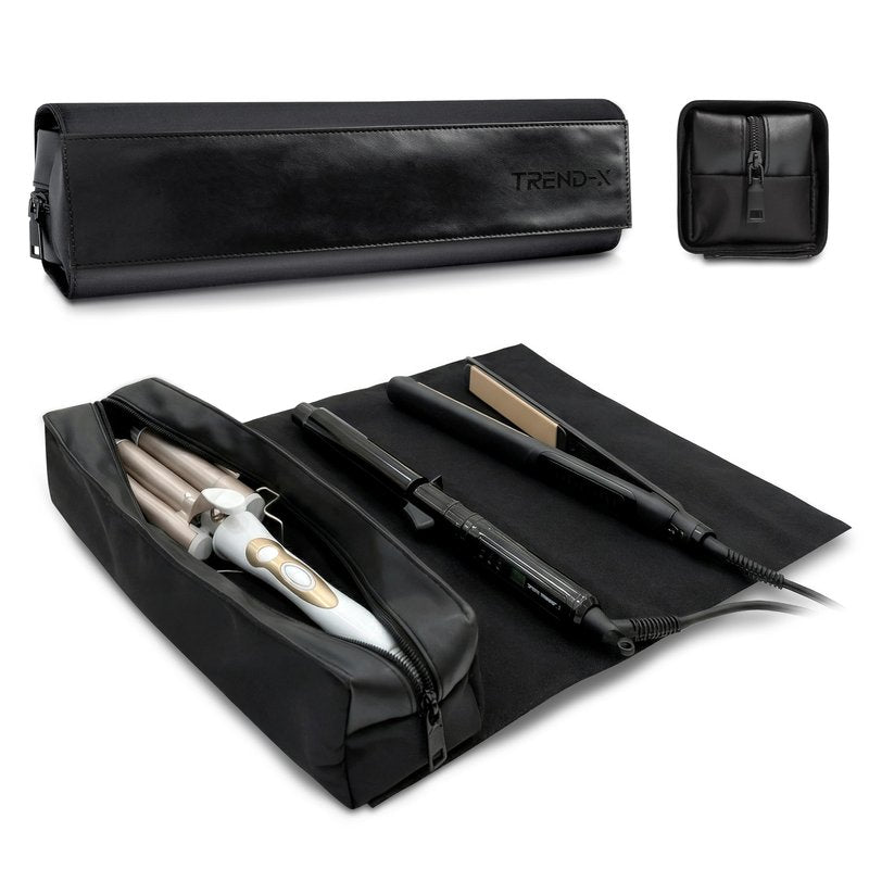 TREND-X Hair Styling Tools Organizer Bag with Heat-Resistant Mat, Flat Iron Travel Case, Travel Bag for Curling Iron, Straightener and Hot Brushes, Storage Case for Hot Hair Tools (Irons Not Included)