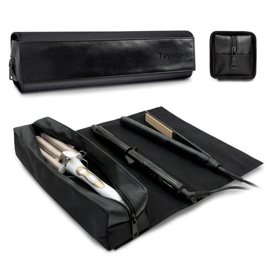 TREND-X Hair Styling Tools Organizer Bag with Heat-Resistant Mat, Flat Iron Travel Case, Travel Bag for Curling Iron, Straightener and Hot Brushes, Storage Case for Hot Hair Tools (Irons Not Included)