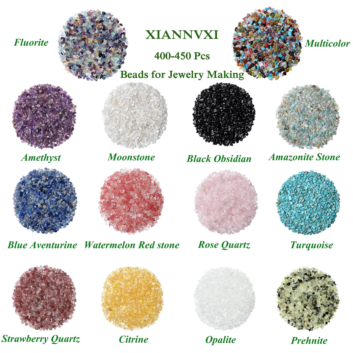 XIANNVXI Citrine Beads, Natural Chip Stone Beads 400Pcs Crystal Bead 5-8mm Irregular Healing Crystal Loose Rocks for DIY Jewelry Making