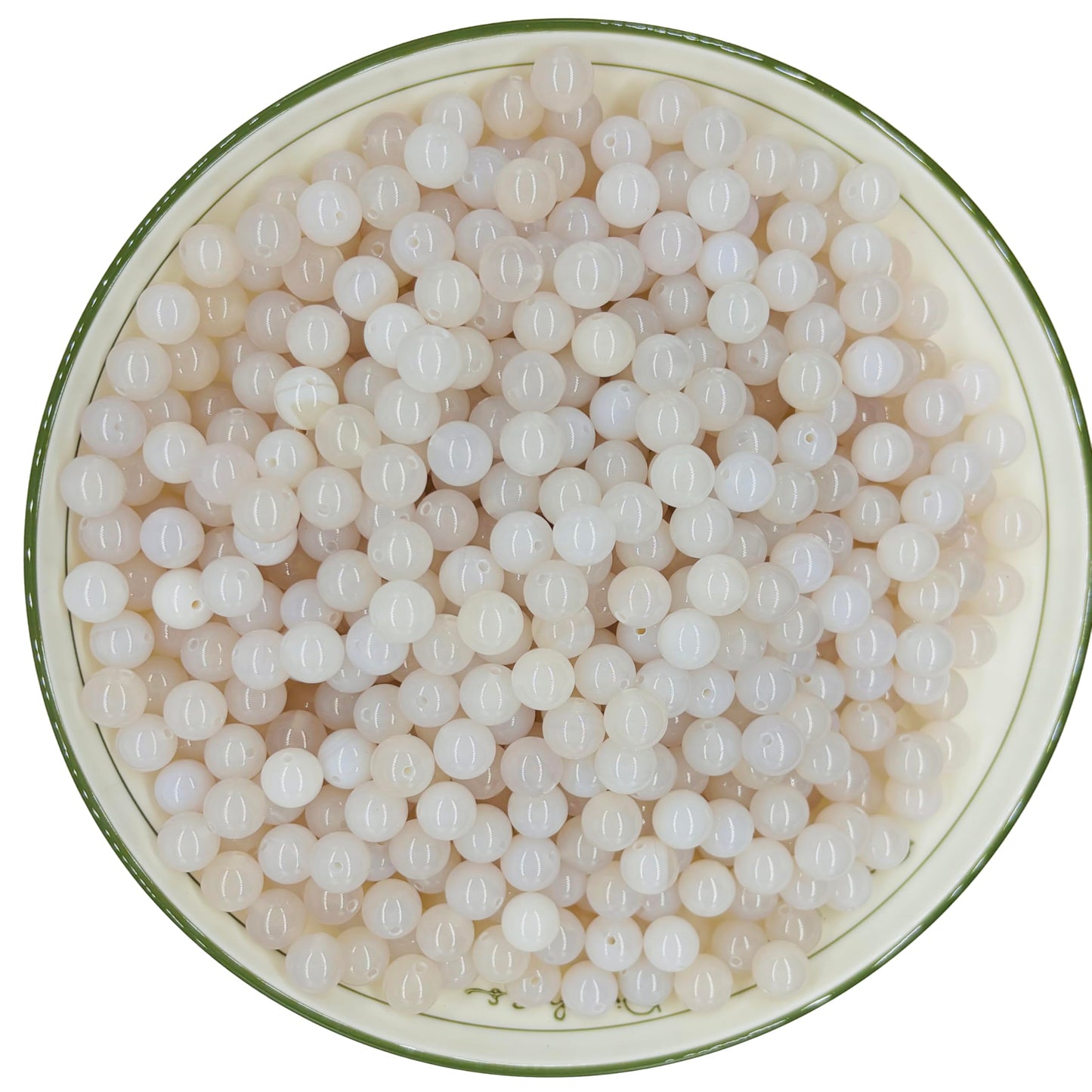 WHNKFB 6mm 100PCS Natural White Agate Round Beads, Banded Loose Stone Beads for Jewelry Making Craft - 4mm 6mm 8mm 10mm Options with Free Elastic Cord