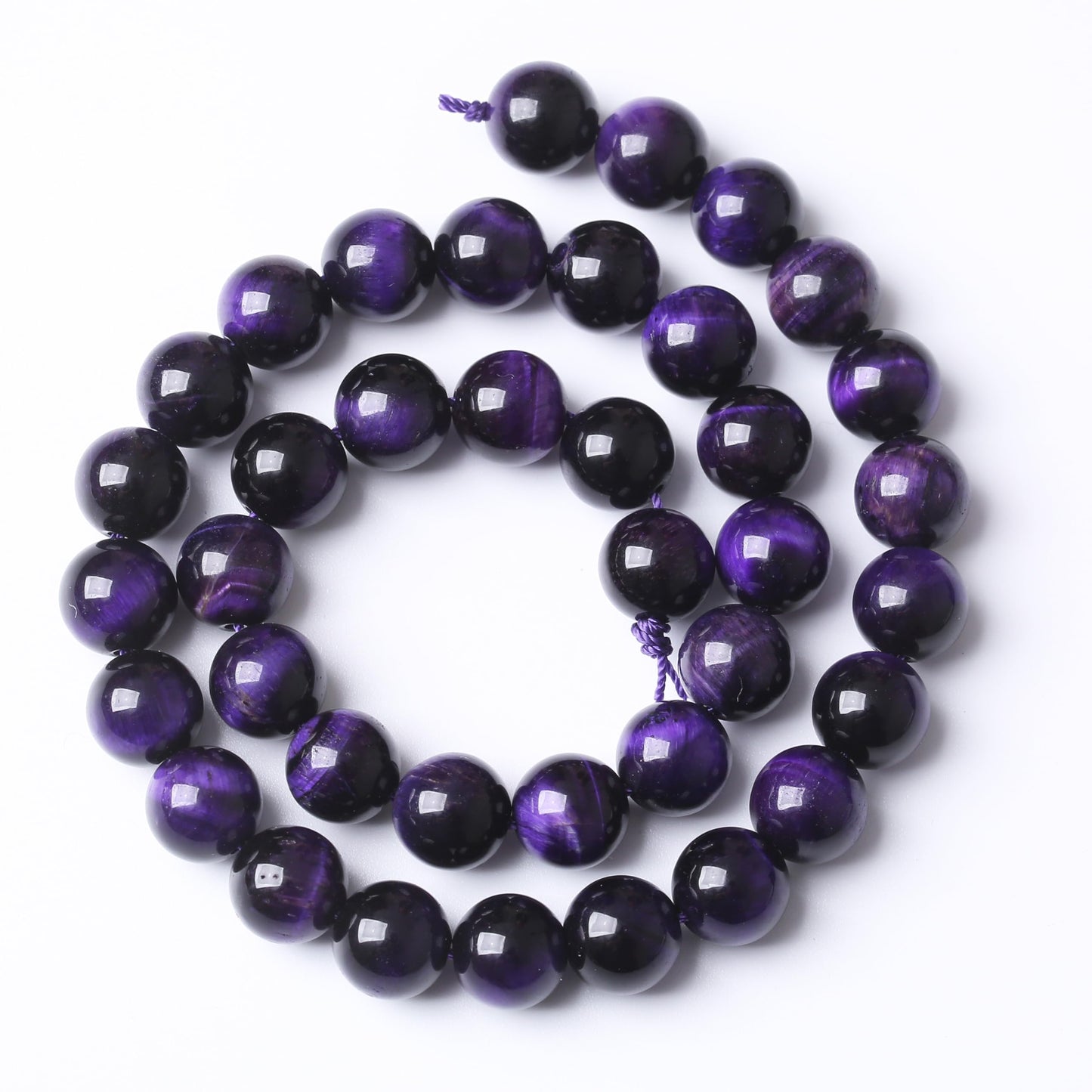 Natural Purple Tiger Eye Stone Beads for Jewelry Making DIY Bracelet Necklace Jewelry Making 1 Strand 15.5inch 35PCS 10MM