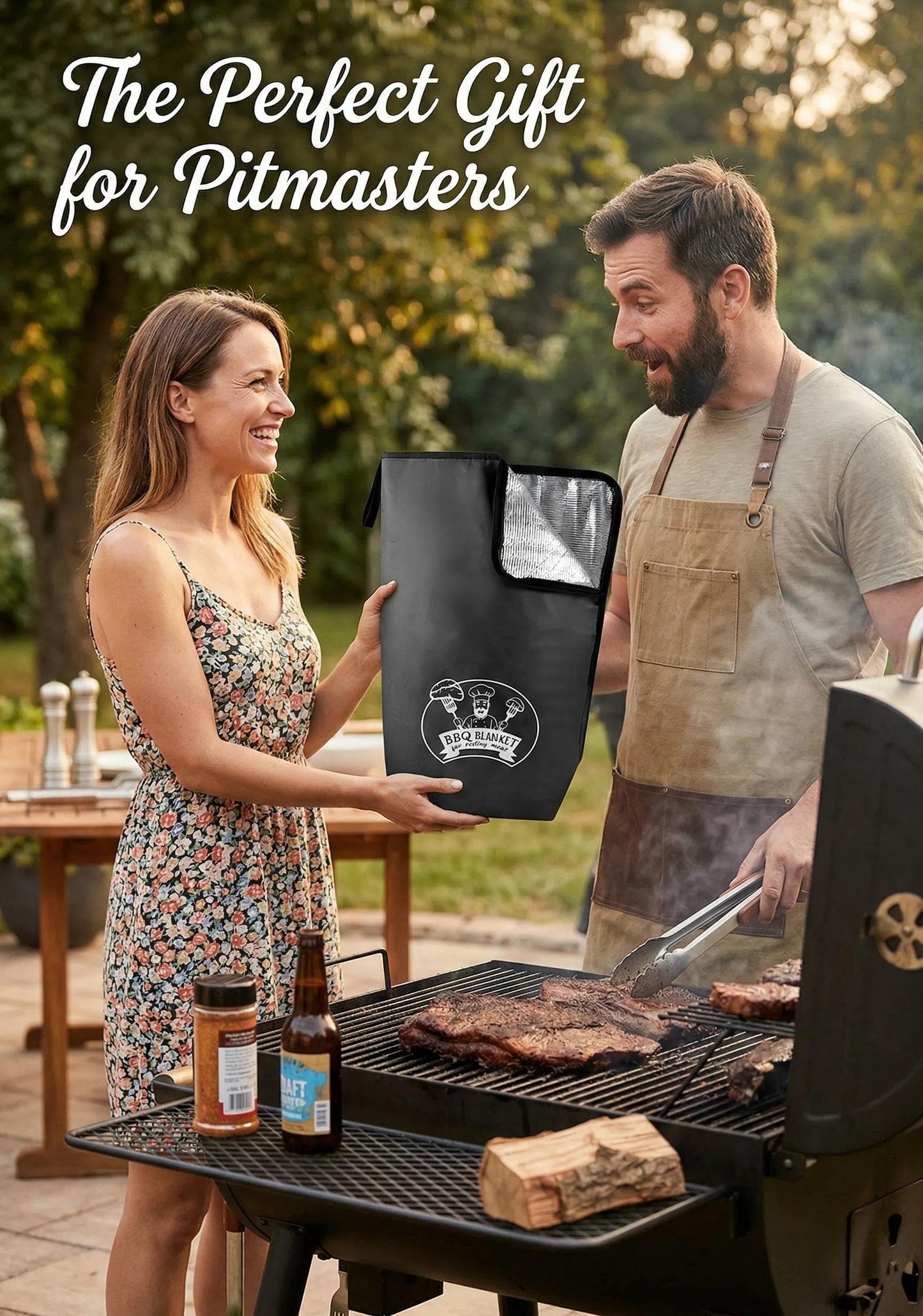 21-Inch BBQ Blanket for Resting Meat - Smoker Accessories, Insulated Brisket Bag for Party Picnic Camping, Anniversary Birthday Gifts for Men Dad Husband, 5-Layer Thermal Insulation (Black-Dupont)