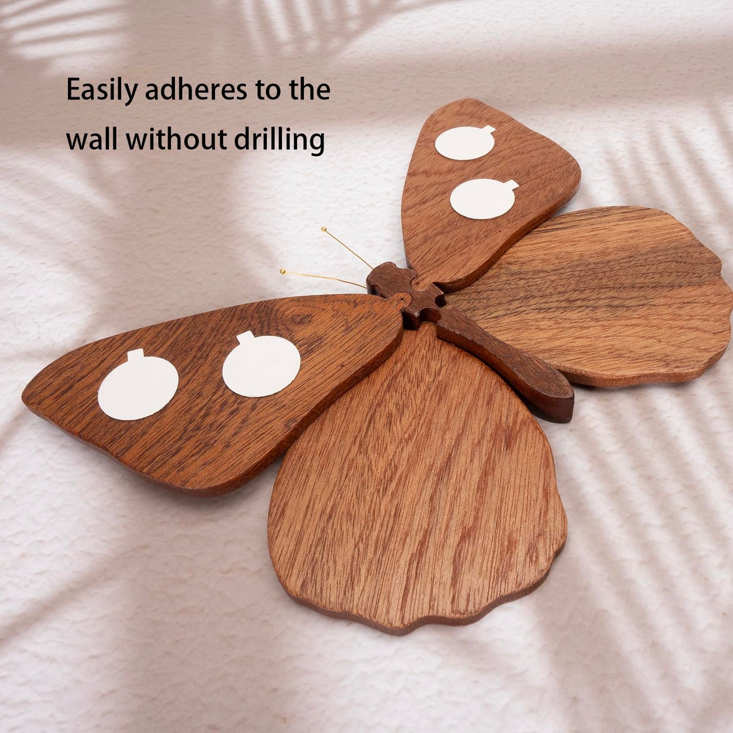 Telinego 2 Pack Handmade Wooden Butterfly Wall Art Hanging Decor Butterflies Wall Art Hanging Sculpture for Bedroom Bathroom Living Room Butterfly Home Decoration for Kids Baby Nursery Room Decor (Brown+Beige)