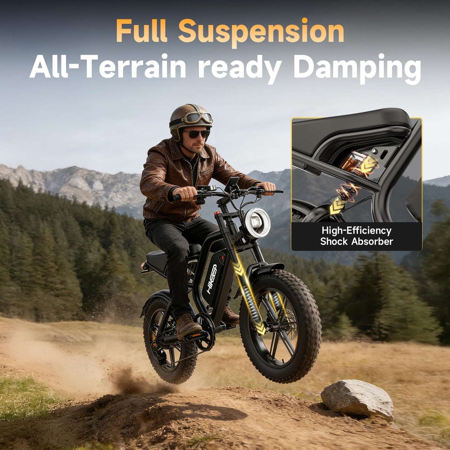 HiKeep Electric Bike for Adults - 20 x 4 Inch Fat Tire, 750W/Peak 1500W Motor, 48V15.6AH Detachable Battery, 4 Riding Modes Electric Dirt Bike, 7 Speed Electric Motorcycle, 28MPH UL 2849 Certified