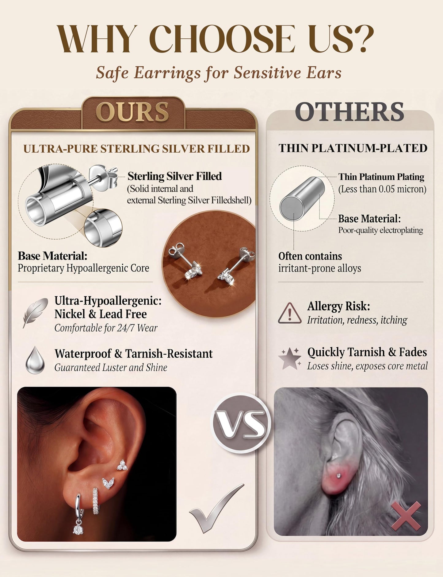 MILACOLATO 4 Pairs Silver Earrings for Women, Hypoallergenic Sterling Silver Filled Small Stud Hoop Earrings Set for Multiple Piercing, Dainty Lightweight Cartilage Huggie Earrings Stacks Trendy Jewelry Gifts, A