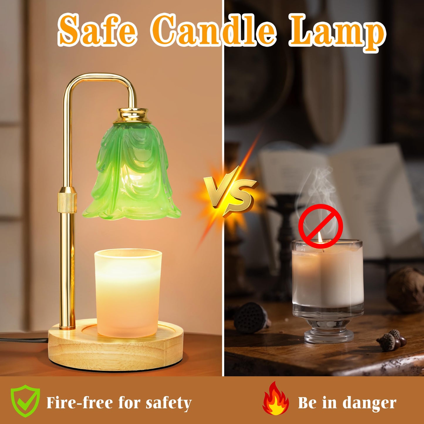XJZJY Candle Warmer Lamp with Timer Dimmer, Adjustable Height Green Tulip Candle Wax Warmer, Christmas Birthday Gift for Mom Women, House Warming Gifts for New Home Bedroom Decor,Mint Green