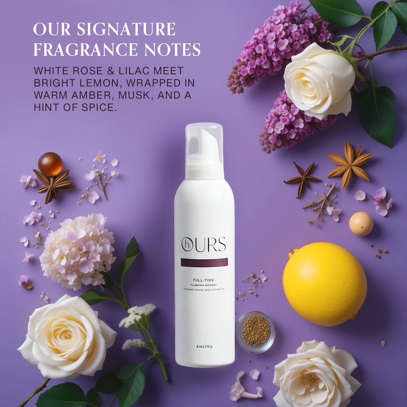 hOURS haircare Full-Time Plumping Mousse for Women | Professional Volumizing No Crunch Foam Long-lasting Volume Body & Bounce | Sulfate, Paraben, & Cruelty Free, Award-Winning Styling Product | 6 oz