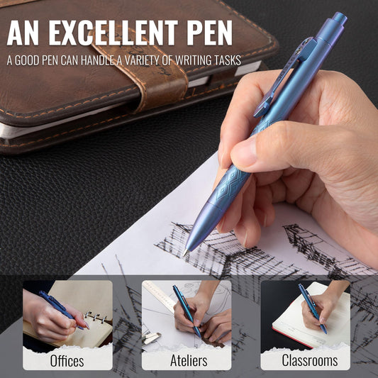 9TiEDC Premium Titanium Ballpoint Pen with Smooth Gel Ink - Luxury Writing Instrument for Business, Office & Daily Use - Perfect Executive Gift with Elegant Design (blue)