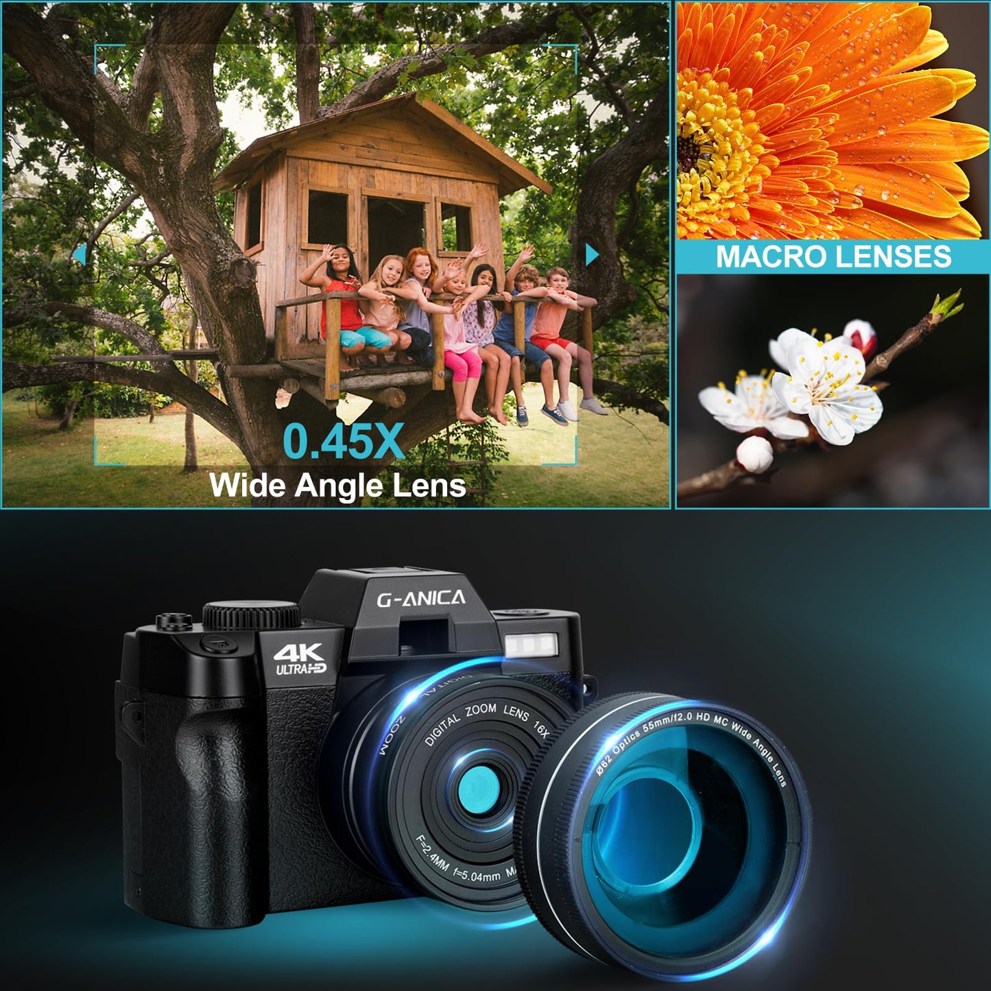 Digital Cameras for Photography with WiFi & App Control, 4K&48MP Vlogging Camera for YouTube,Compact Camera,Perfect for Entry-Level Users and Beginners with Macro&Wide Lens-32GB Card