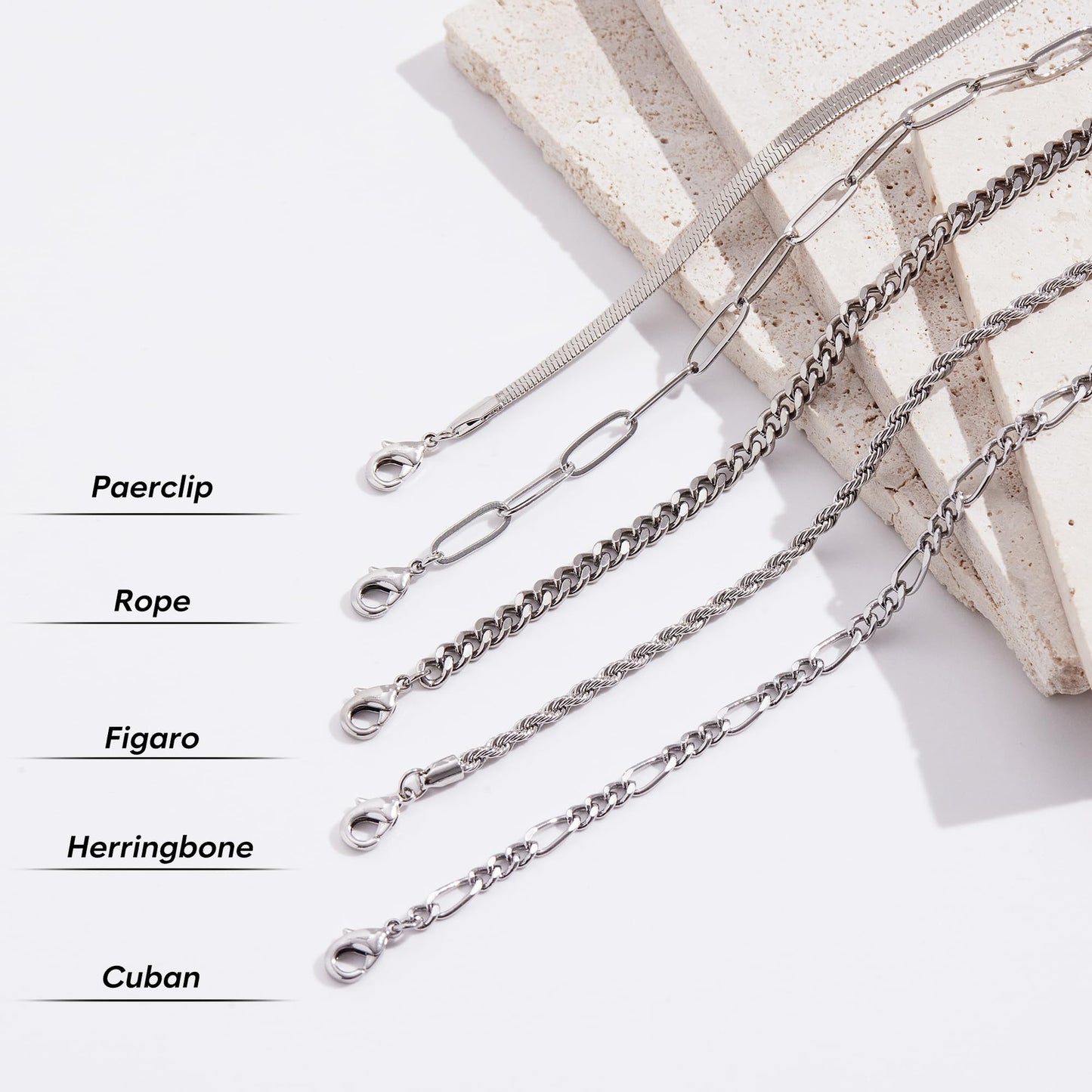Poxtex Dainty Silver Bracelets for Women, Silver Bracelet Set Waterproof,Trendy Silver Bracelet Set StackableSimple Cuban Snake Rope Paperclip Chain Bracelet Jewelry Gifts for Women