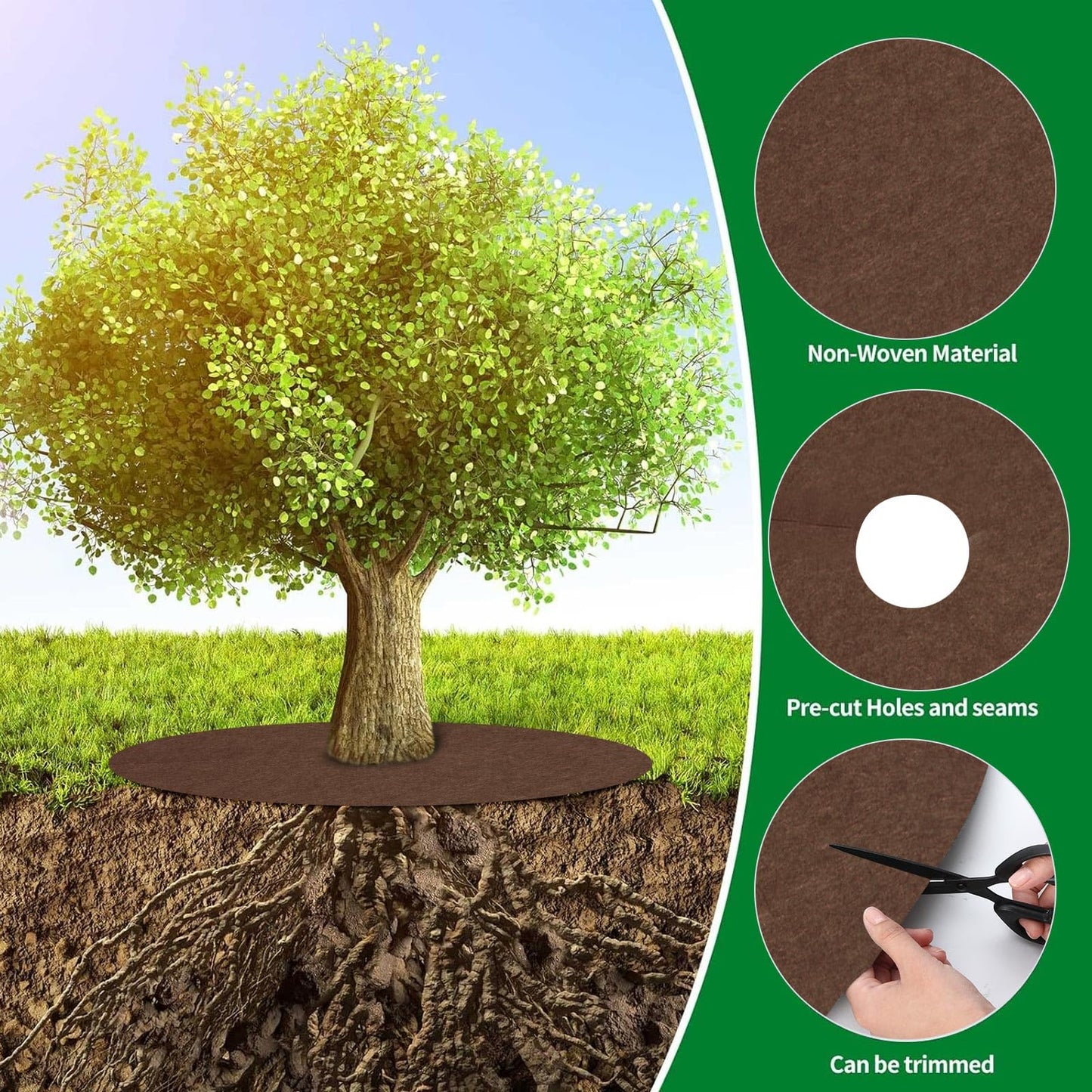 Shimeyao 16 Pcs 32.2 Inch Non Woven Tree Mulch Ring Round Tree Weed Barrier Mat Reusable Landscape Protector Base Barrier Fabric for Weed Root Protection (Coffee)