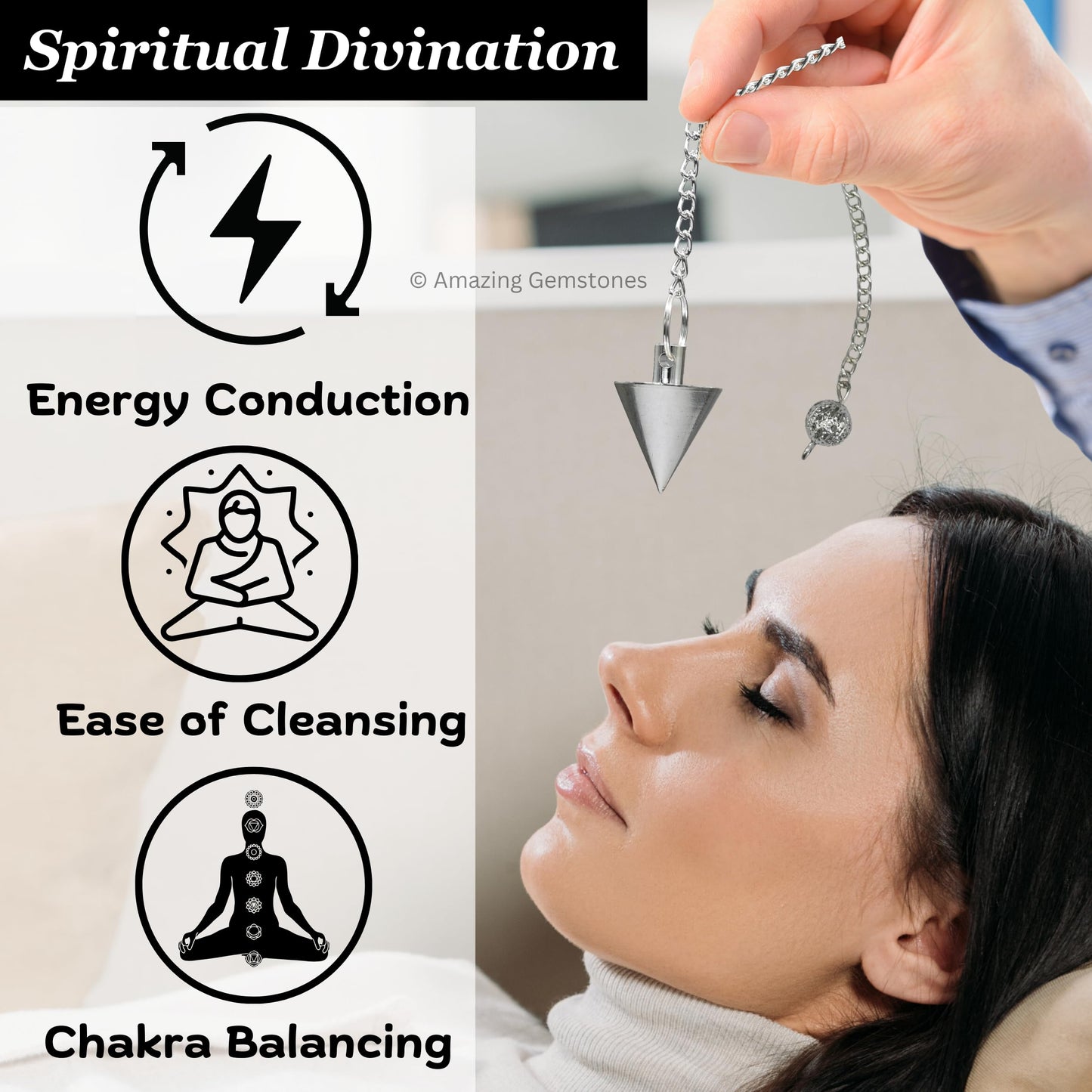 Amazing Gemstone Healing Metal Pendulums for Divination, Silver Small Cone Steel Copper Pendulum High Energy Pendulo de Bronce Pendulos de Mesa MP67