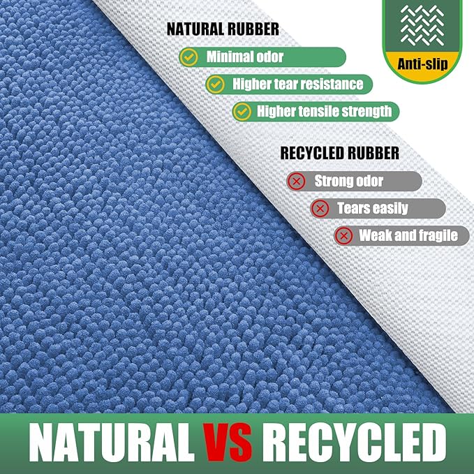 IM HOME Chenille Absorbent Outdoor Doormat 60" x 36", Washable Muddy Door Mats for Dog Non Slip Indoor Doormat Dog Mat for Muddy Paw Front Inside Doormats for Entryway Cornflower Blue