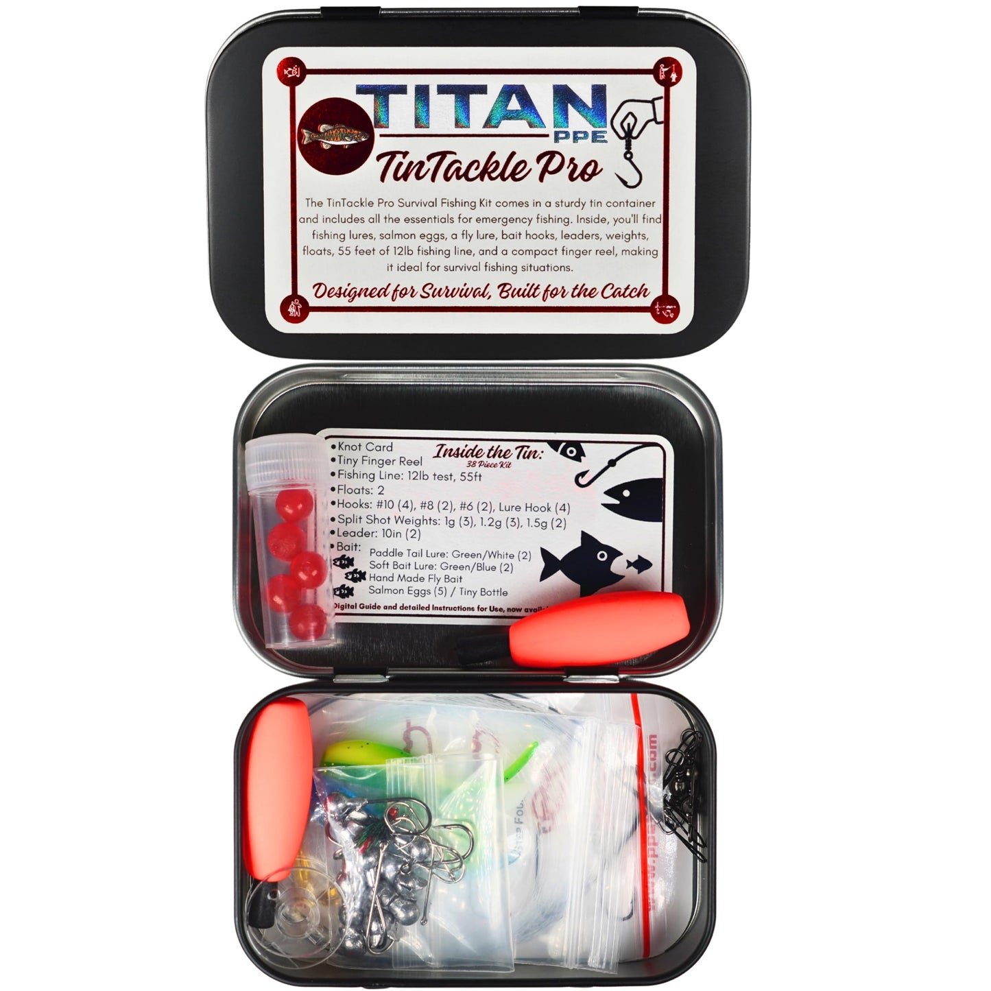 TinTackle Pro – Compact Survival Fishing Kit with Mini Finger Reel | Ultralight Emergency Fishing Gear for Camping, Hiking & Outdoor Survival