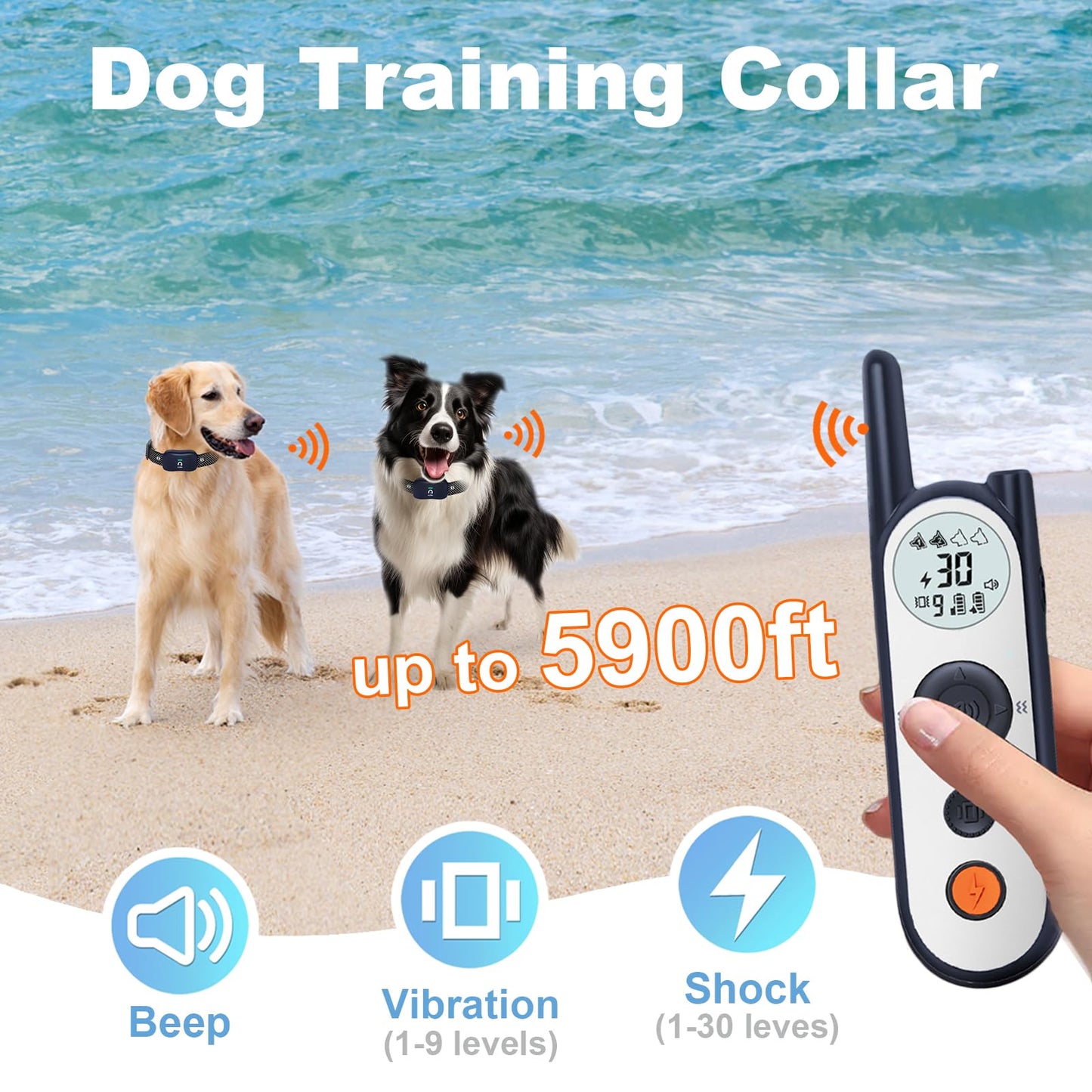 MIMOFPET Wireless Dog Fence for 2 Dogs - 25FT to 3500FT Electric Fence,185 Days Standby Time Training Collar,Pet Containment System with 3 Training Mode,Flash Light and Waterproof