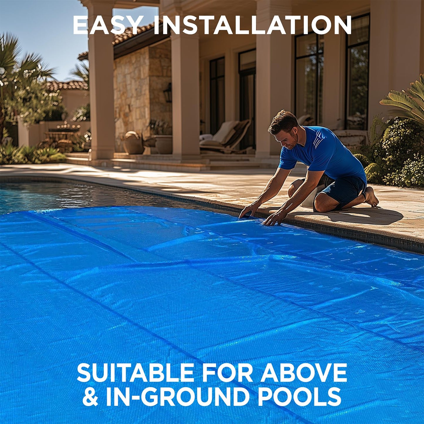 Shop Square 12' x 18' Oval Solar Cover for Inground and Above Ground Pool, 8 Mil - Premium Heavy Duty Solar Blanket for Above Ground Pool, Blue - Made in USA