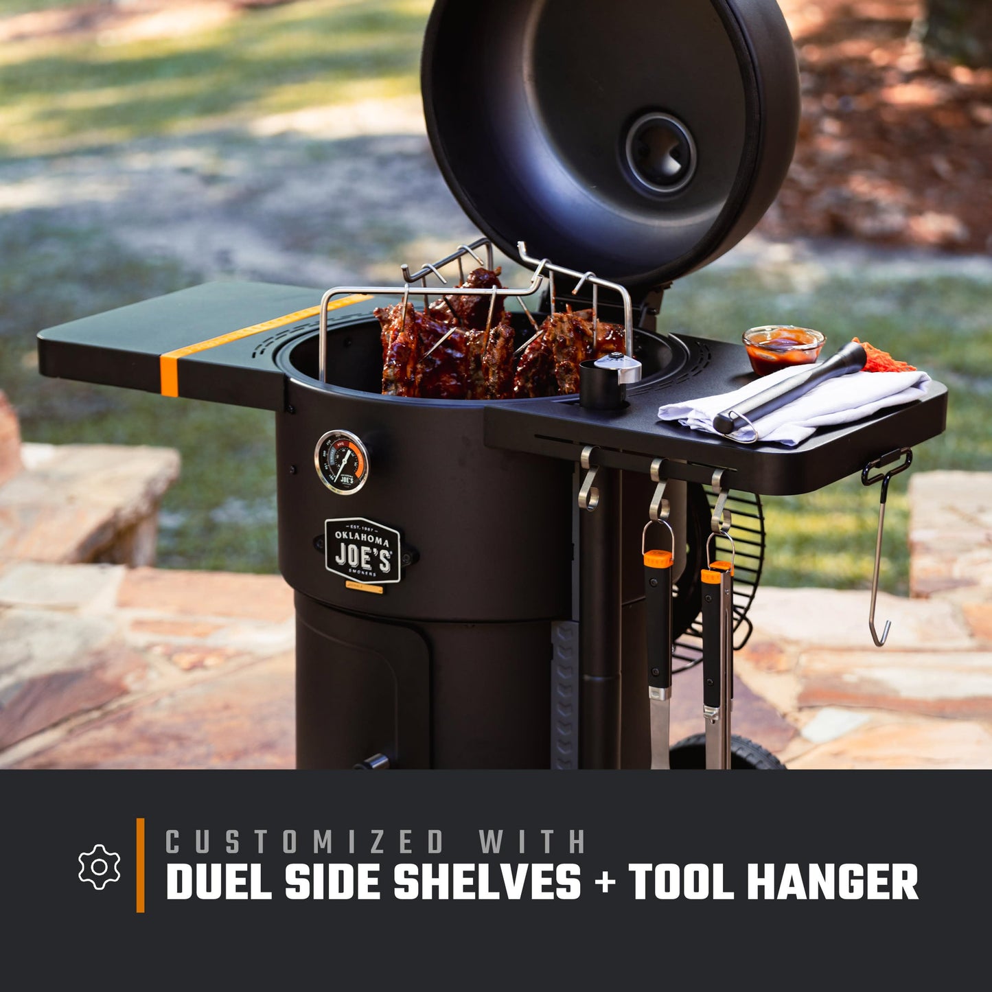 Oklahoma Joe's® Bronco 18 in. Heavy Duty Charcoal Drum Smoker and Grill with 284 sq. in. Cooking Area in Black, Smoker Grill