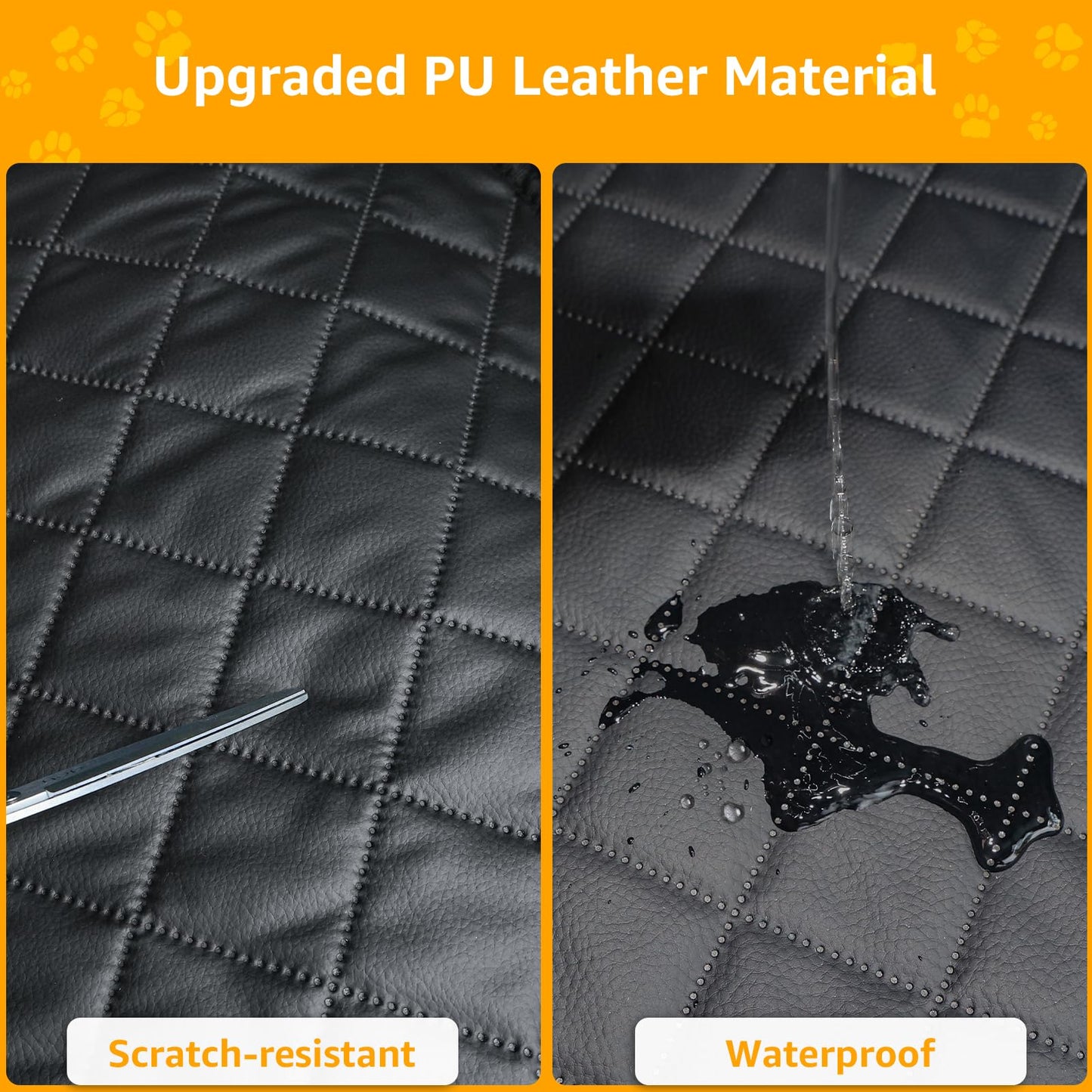 PETICON SUV Cargo Liner for Dogs, PU Leather Waterproof Pet Cargo Cover for SUVs Sedans Vans with Bumper Flap Protector, Scrachproof Non-Slip Large Size Dog Seat Mat Universal Fit