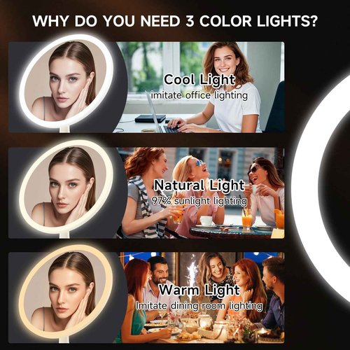 METUEGO Lighted Makeup Mirror with Magnification Electric Plug in, 7X Magnifying Lighted Vanity Makeup Mirror with Led Lights