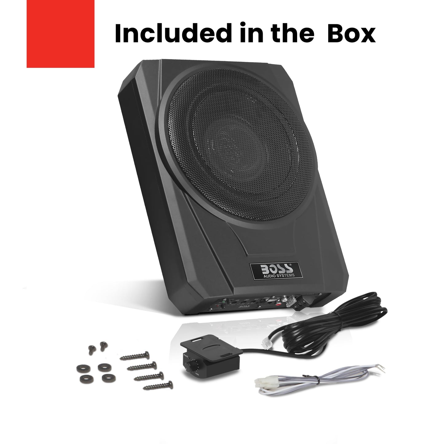 BOSS Audio Systems BASS10 10 Inch Powered Under Seat Car Subwoofer - 1000 Watts Max, Single 4 Ohm Voice Coil, Remote Subwoofer Control, Sold Individually