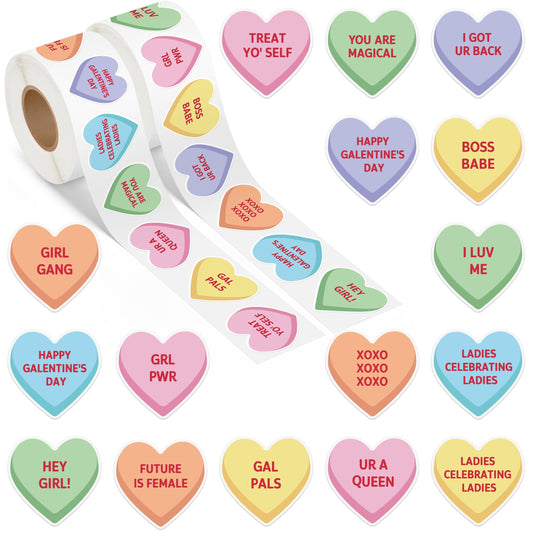 A1diee Valentine's Day Conversation Heart Stickers - 2000Pcs Galentine's Day Colorful Candy Love Decals for Girls, Valentines Decorative Stickers for Wedding Anniversary Party Laptops Guitar Luggage