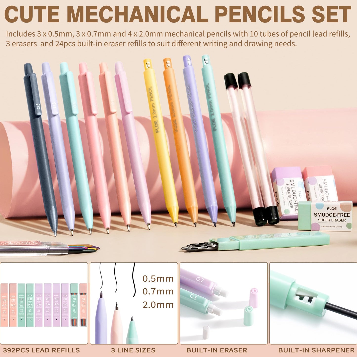 62PCS Aesthetic School Supplies, Cute Back to School Supplies College Essentials Preppy Stationary Set with Large Pencil Pouch Case, Pastel Highlighters Gel Pens Mechanical Pencils for Student Girls