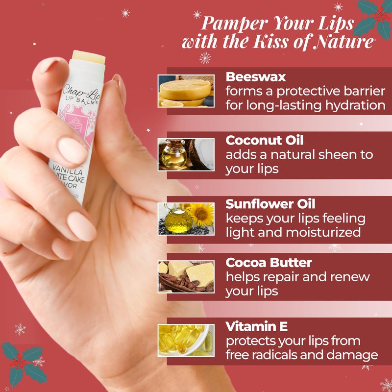 Chap-Lip Lip Balm 100% Natural Lip Balm Set - Beeswax Natural Christmas Gifts for Her - Lip Moisturizer for Dry Lips, Cocoa Butter - Petroleum Free, 24 Count, 2 Pack