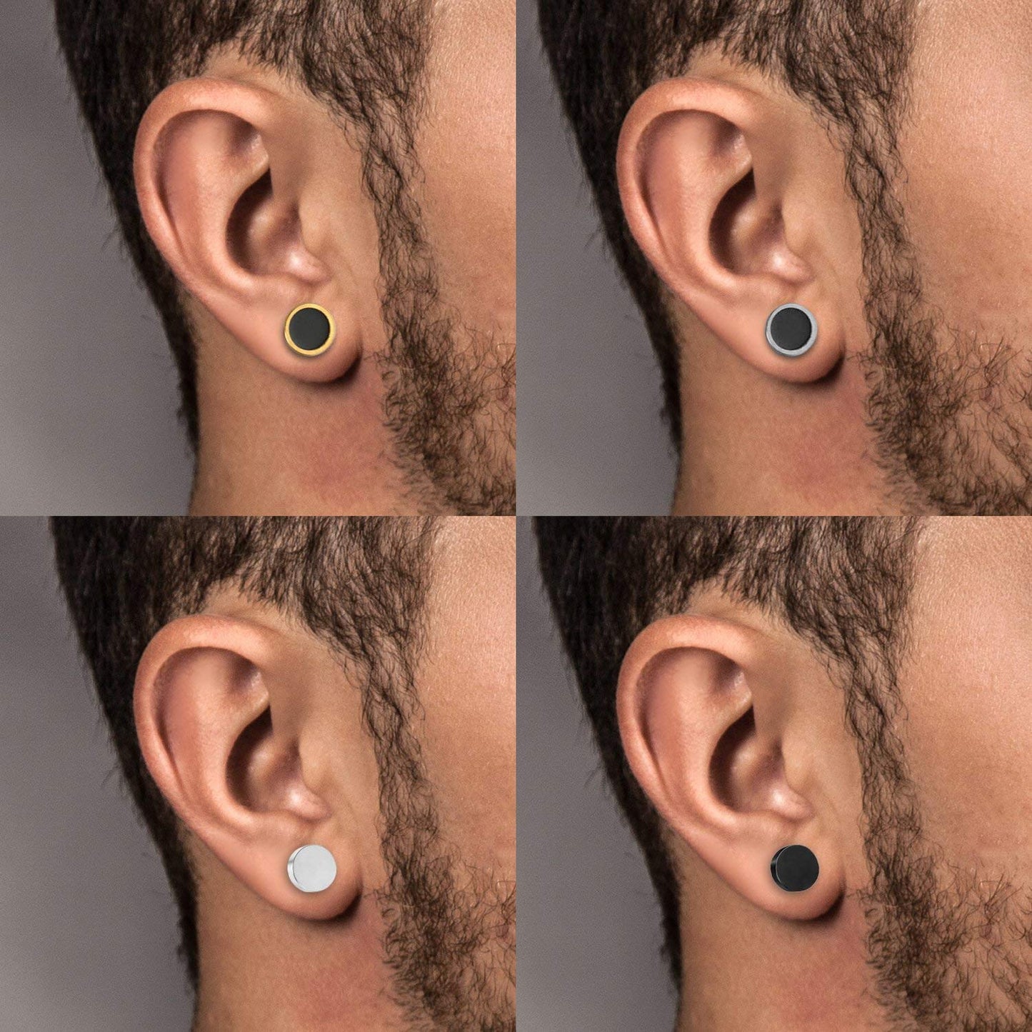 Aroncent Stud Earrings for Men Women Fake Gauge Fake Earrings Stainless Steel Earrings 8MM Rosegold