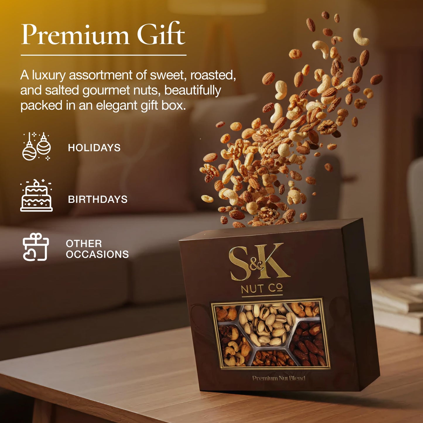 Mother’s Day Nuts Gift Tray, Gourmet Mixed Nuts Assortment With Sweet And Roasted Salted Varieties, Ready To Serve Snack Gift Box For Mom, Family And Thank You Occasions