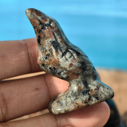2" Natural Obsidian Flame Stone Crystal Crow Raven Statue Healing Crystal Handmade Sculpture Guardian Pocket Statues Reiki Bird Meditation Office Home Decoration Gift (Flame Stone and Obsidian)