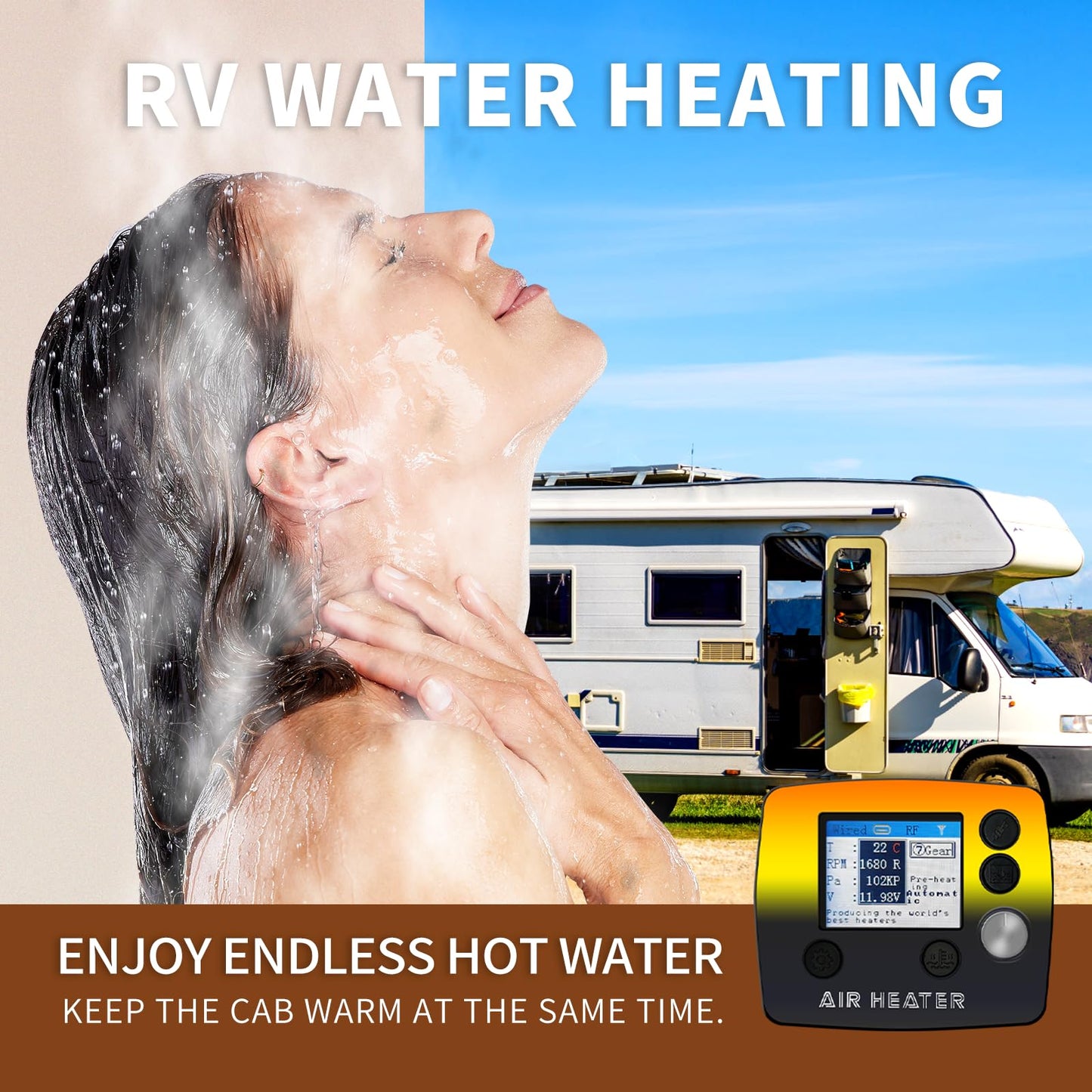 8kW Diesel Heater 24V All-in-One Water -Air Heater with LCD Display,Aviation Plug,Auto Temp Control,for RV Water Tank Heating, Diesel Parking Heater for RVs, Trucks, Ships