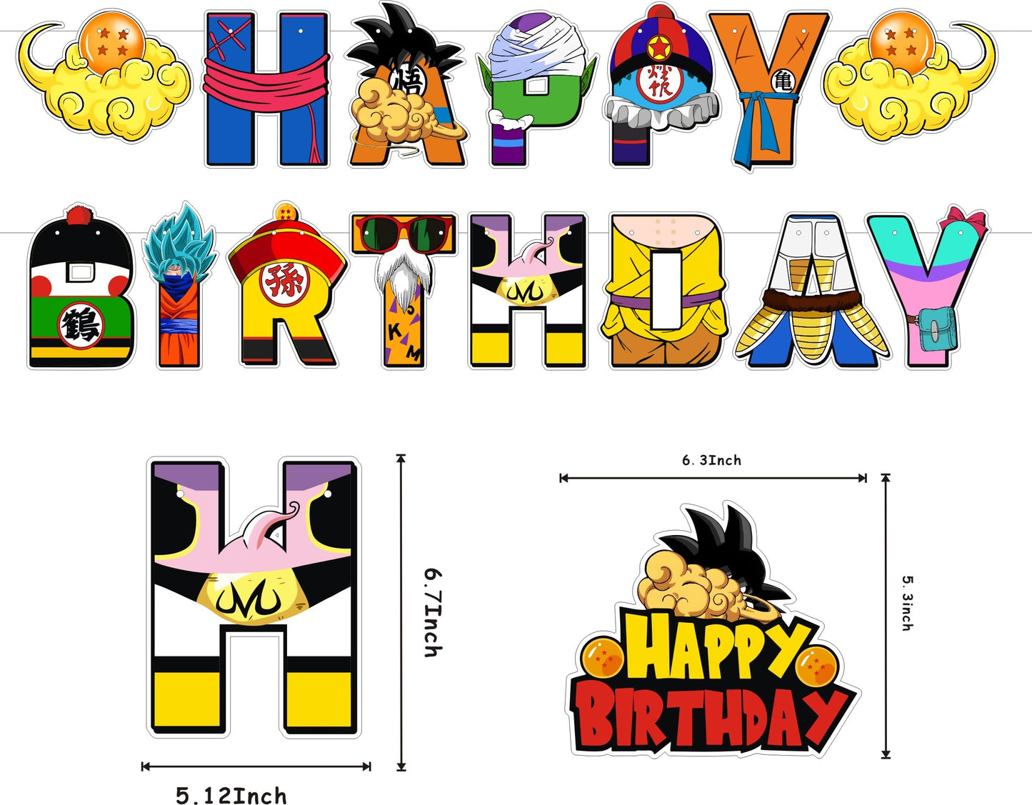Q Cartoon For Party Supplies,Birthday Decorations Set Include Banner, Balloons, Hanging Swirls, Cake Cupcake Toppers for Boys Girls Party.