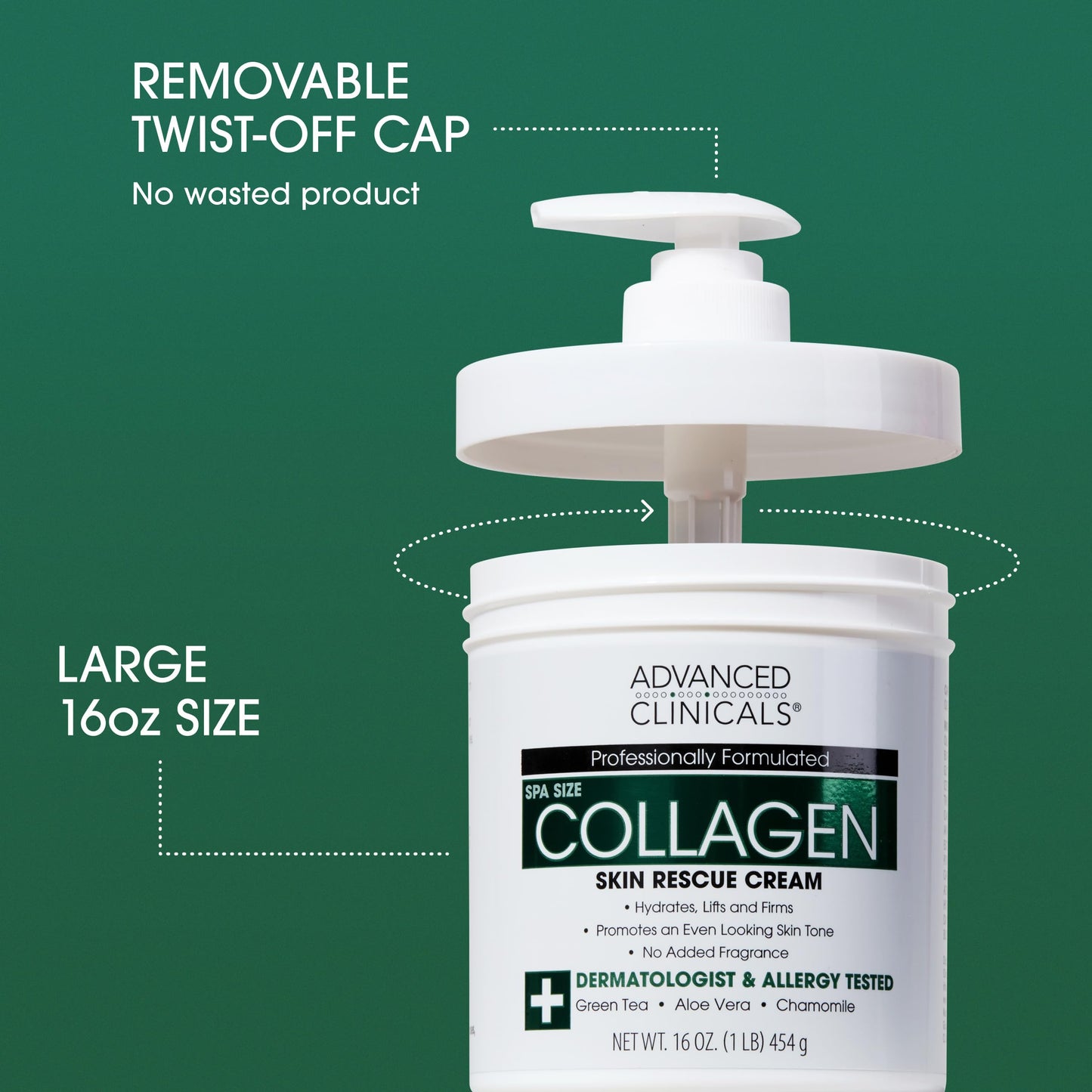 Advanced Clinicals Collagen Cream Body Lotion & Face Moisturizer W/Vitamin E | Skincare Moisturizing Collagen Lotion For Women, Men, Hand, & Neck Improves Look Of Crepey Skin & Uneven Dry Skin, 16Oz
