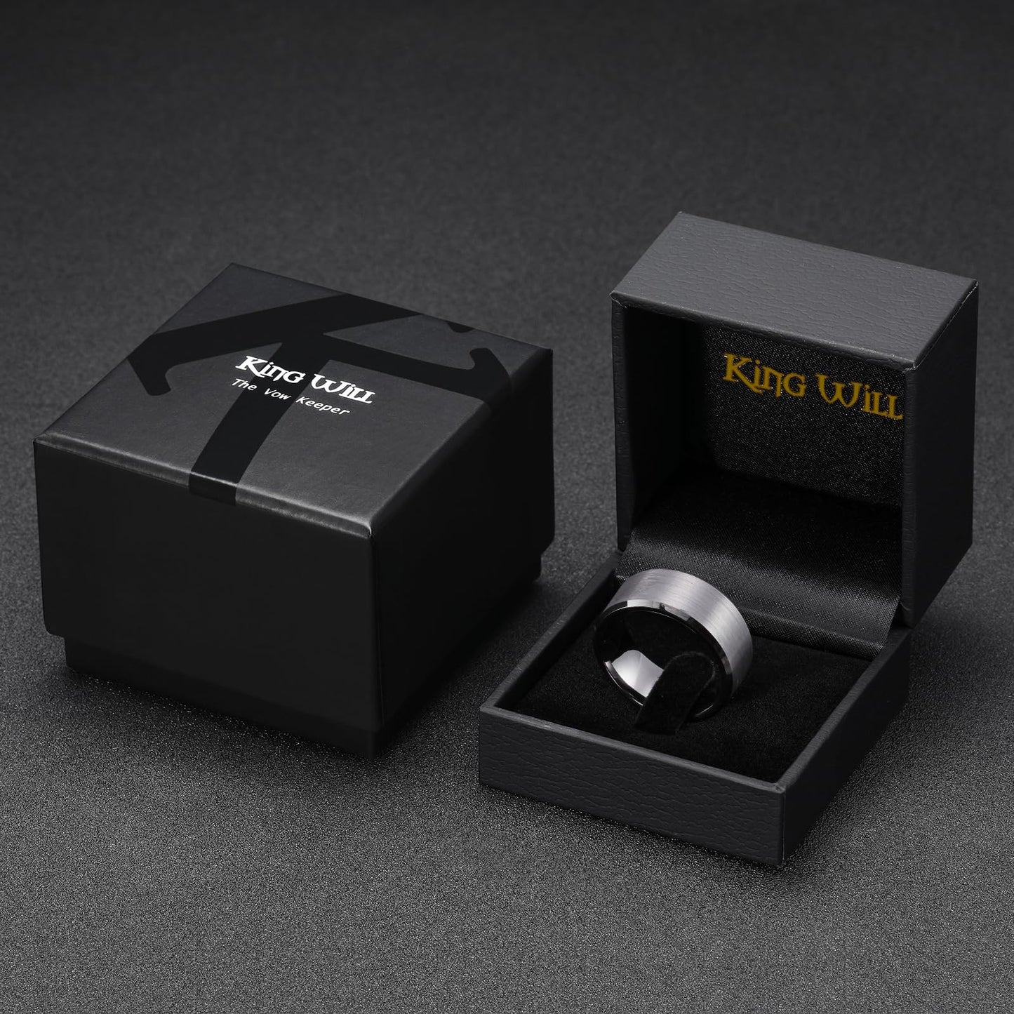 King Will 10mm Tungsten Wedding Band for Men - Gunmetal, Comfort Fit, Size 9.5