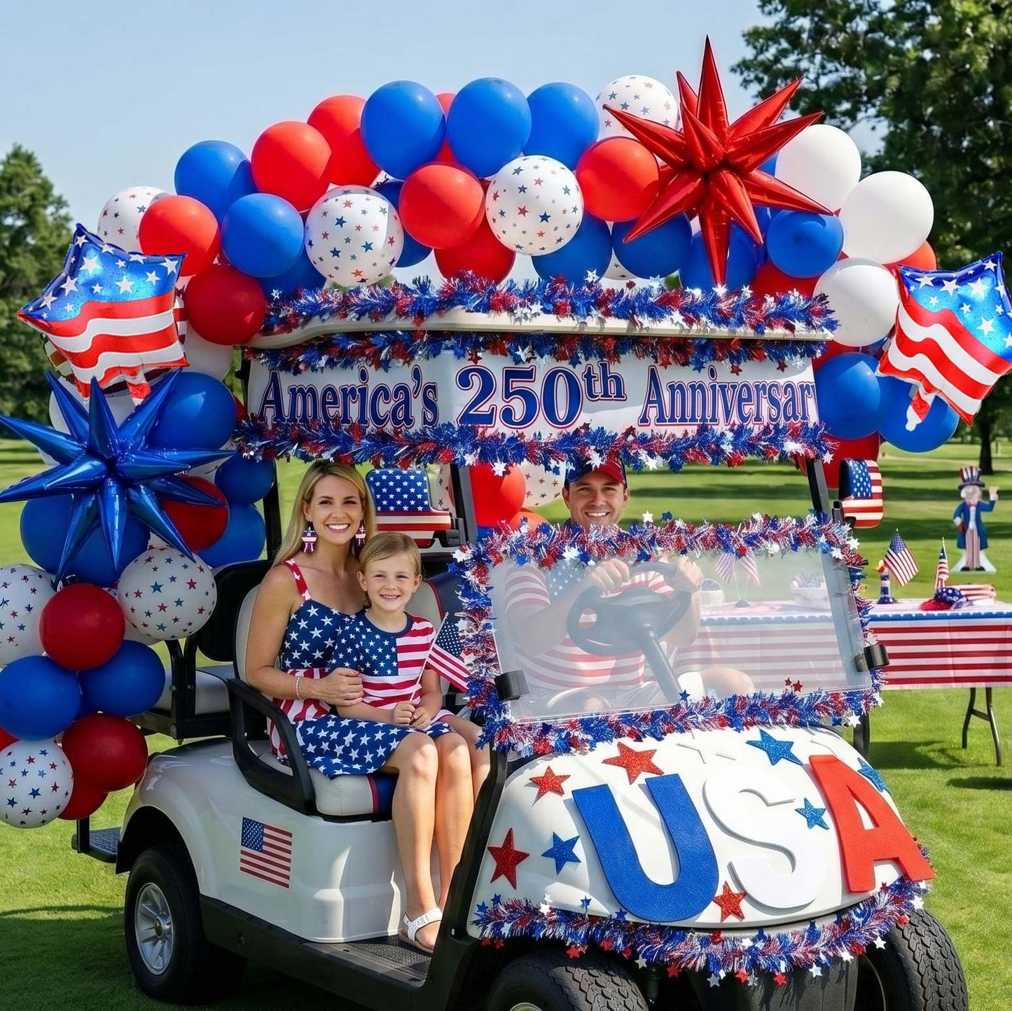150Pcs Red White and Blue Balloon Garland Arch Kit for America's 250th Anniversary, Patriotic Decorations with Star Print & USA Flag Foil Balloons for 4th of July, Independence Day, Memorial Day